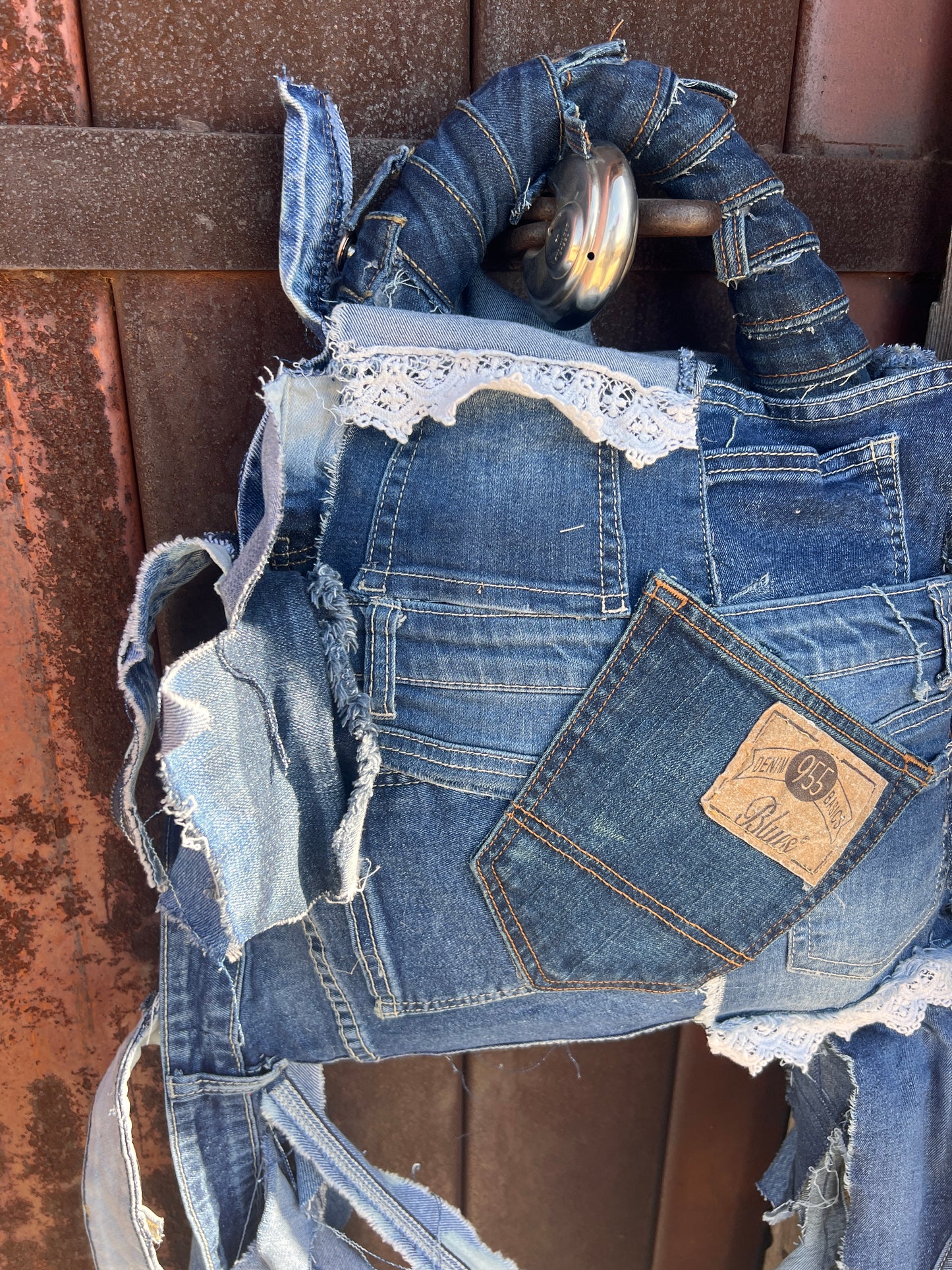 2 Sided Ugly Denim Pocket Shred Bag