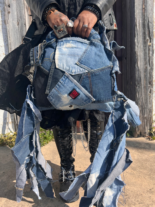 Never Basic Ugly Betty Denim On Denim Grunge Statement Bag
