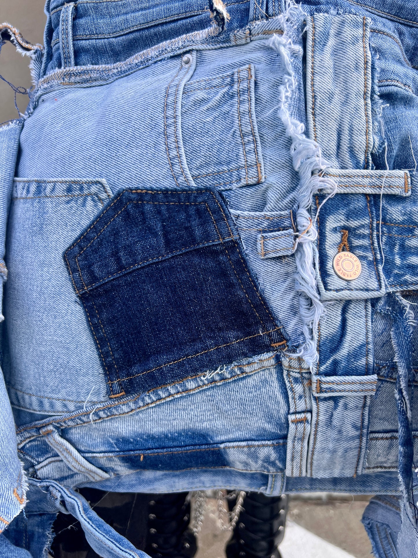 Ugly Popping Orange Color Shred Denim Reworked Bag!