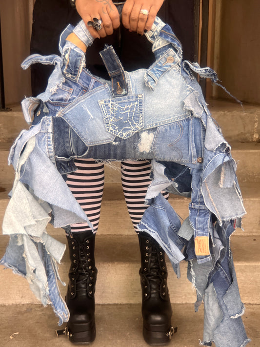 Ugly Moon Shaped Denim on Denim Shoulder Bag