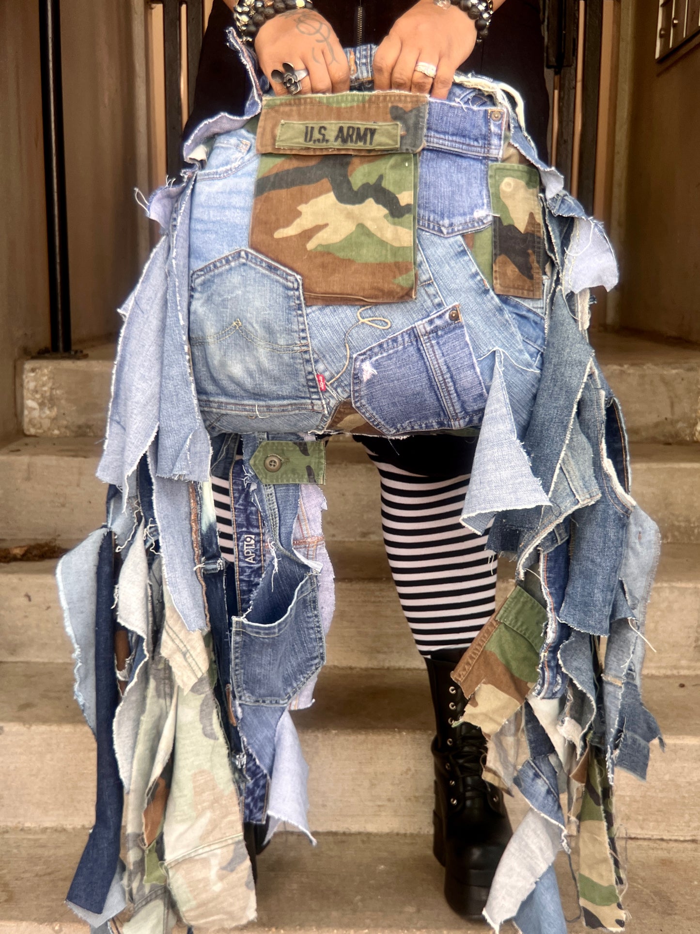 Ugly Reworked Camo Style Army Denim Purse XL