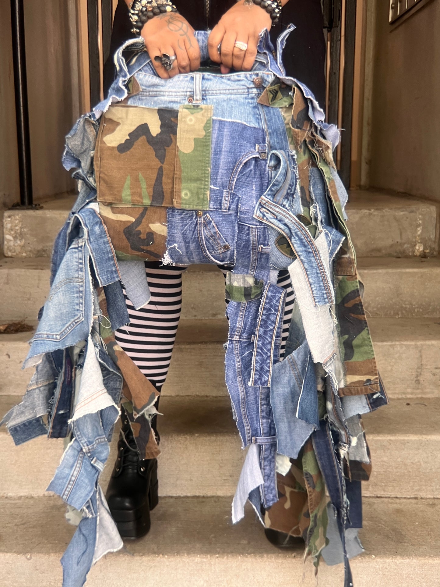 Ugly Reworked Camo Style Army Denim Purse XL