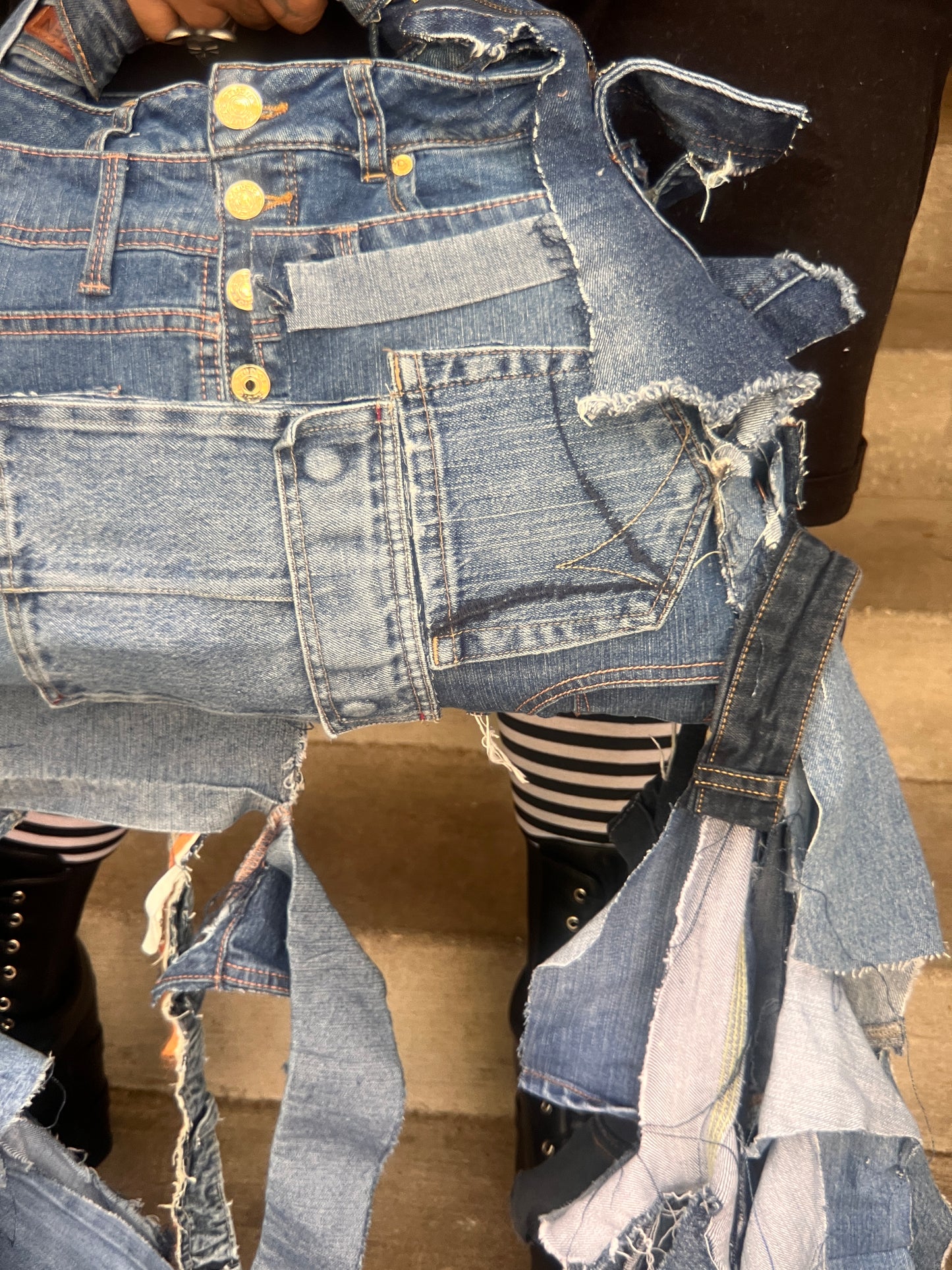 Funky And Grungy Blue Denim Oddity Rworked Bag