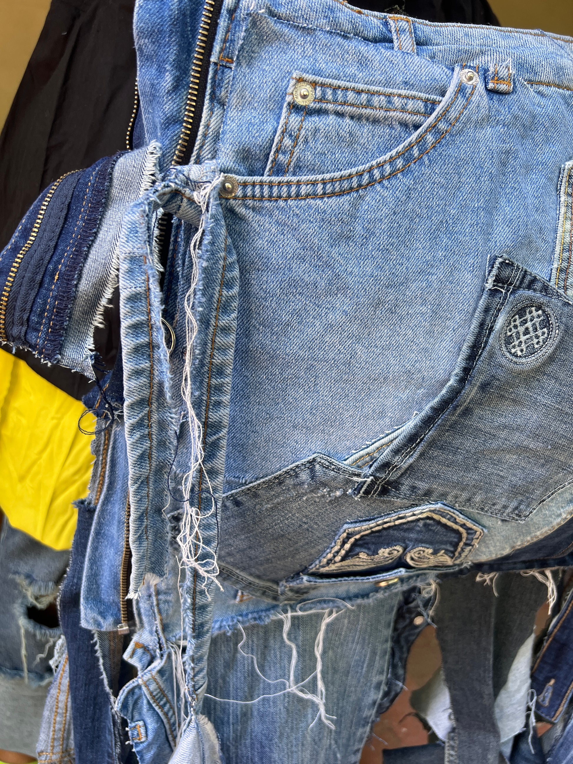 Still Standing Ugly Denim Grunge Bag; Unique Style