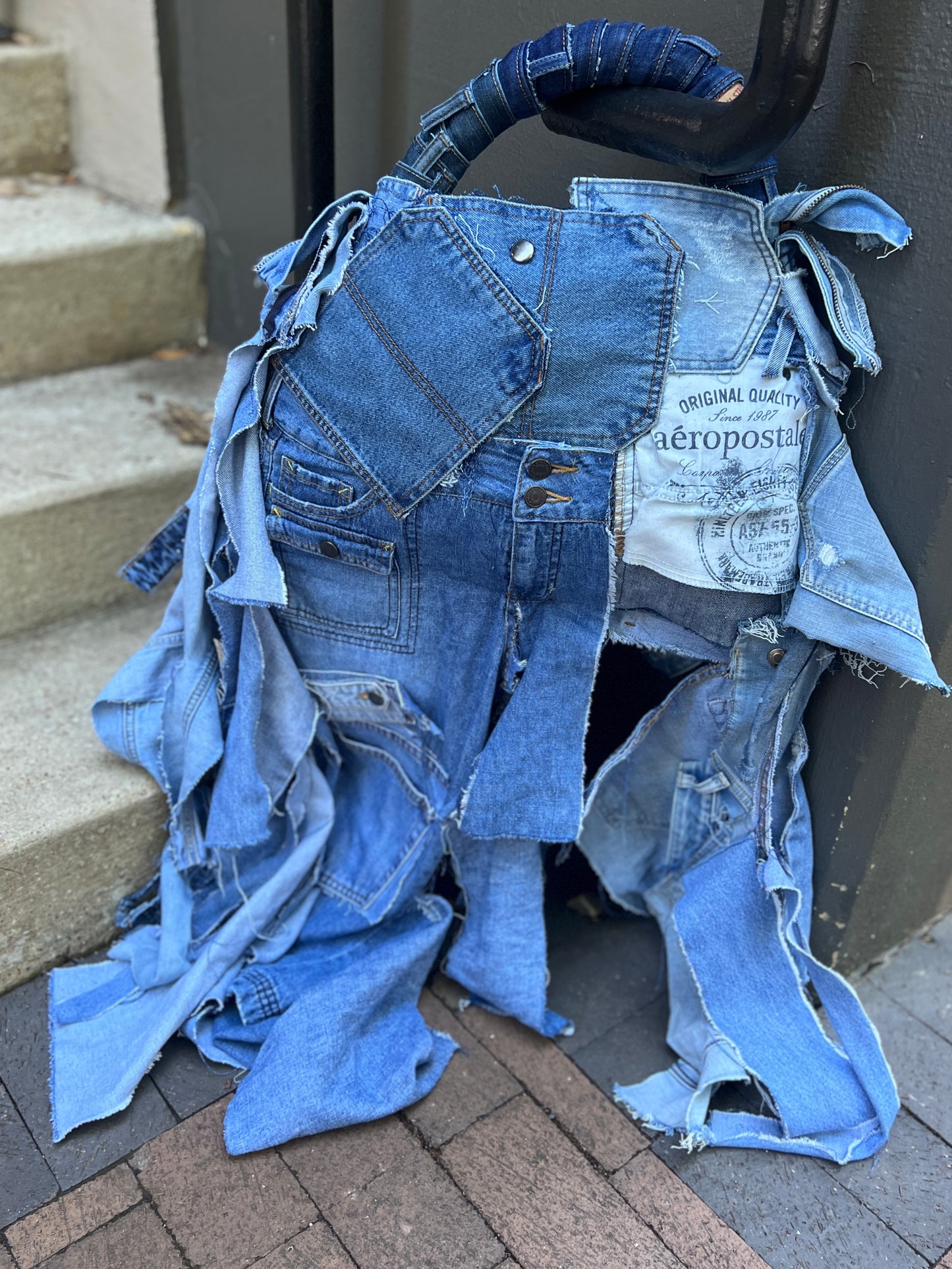 She Fly Denim On Denim Ugly Jean Upcycled Bag