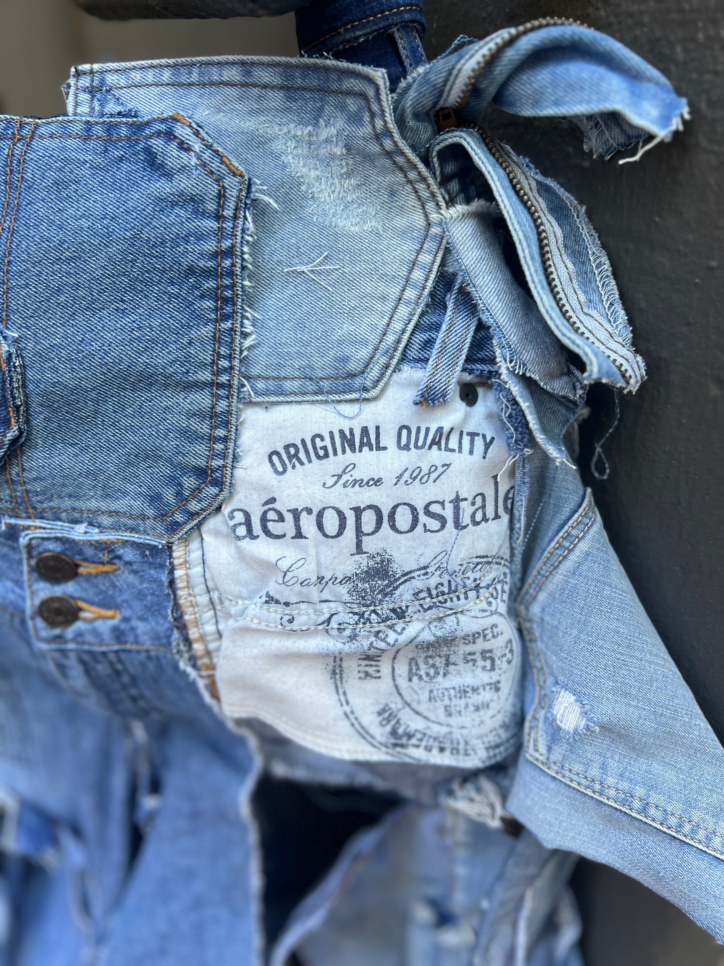 She Fly Denim On Denim Ugly Jean Upcycled Bag