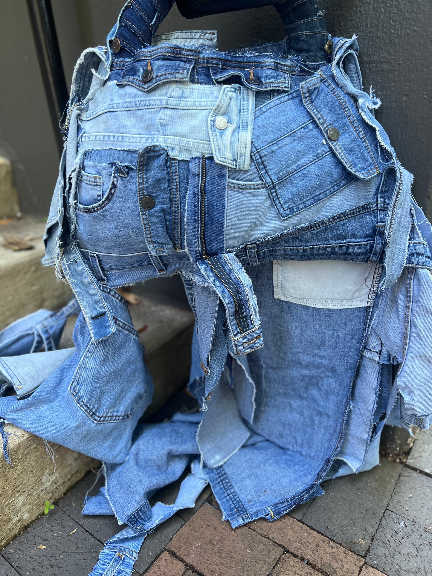 She Fly Denim On Denim Ugly Jean Upcycled Bag