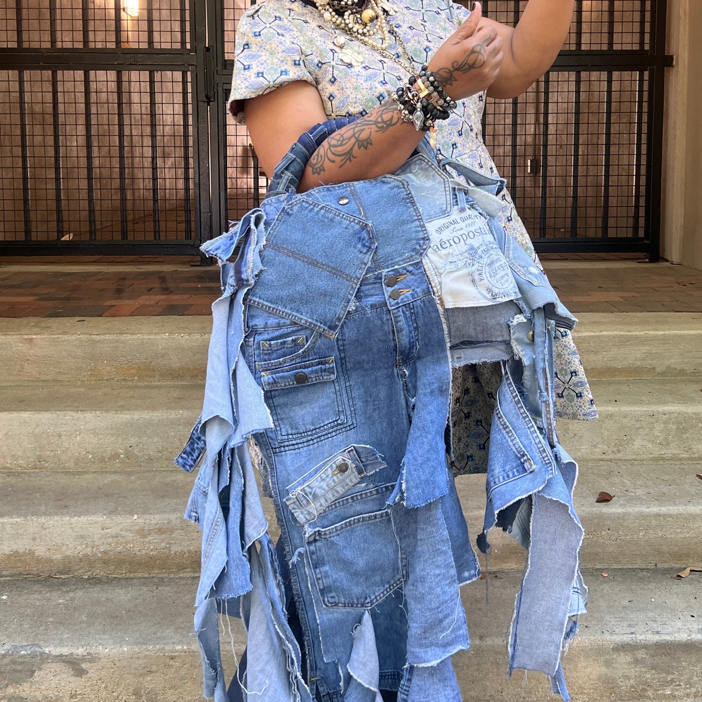 She Fly Denim On Denim Ugly Jean Upcycled Bag