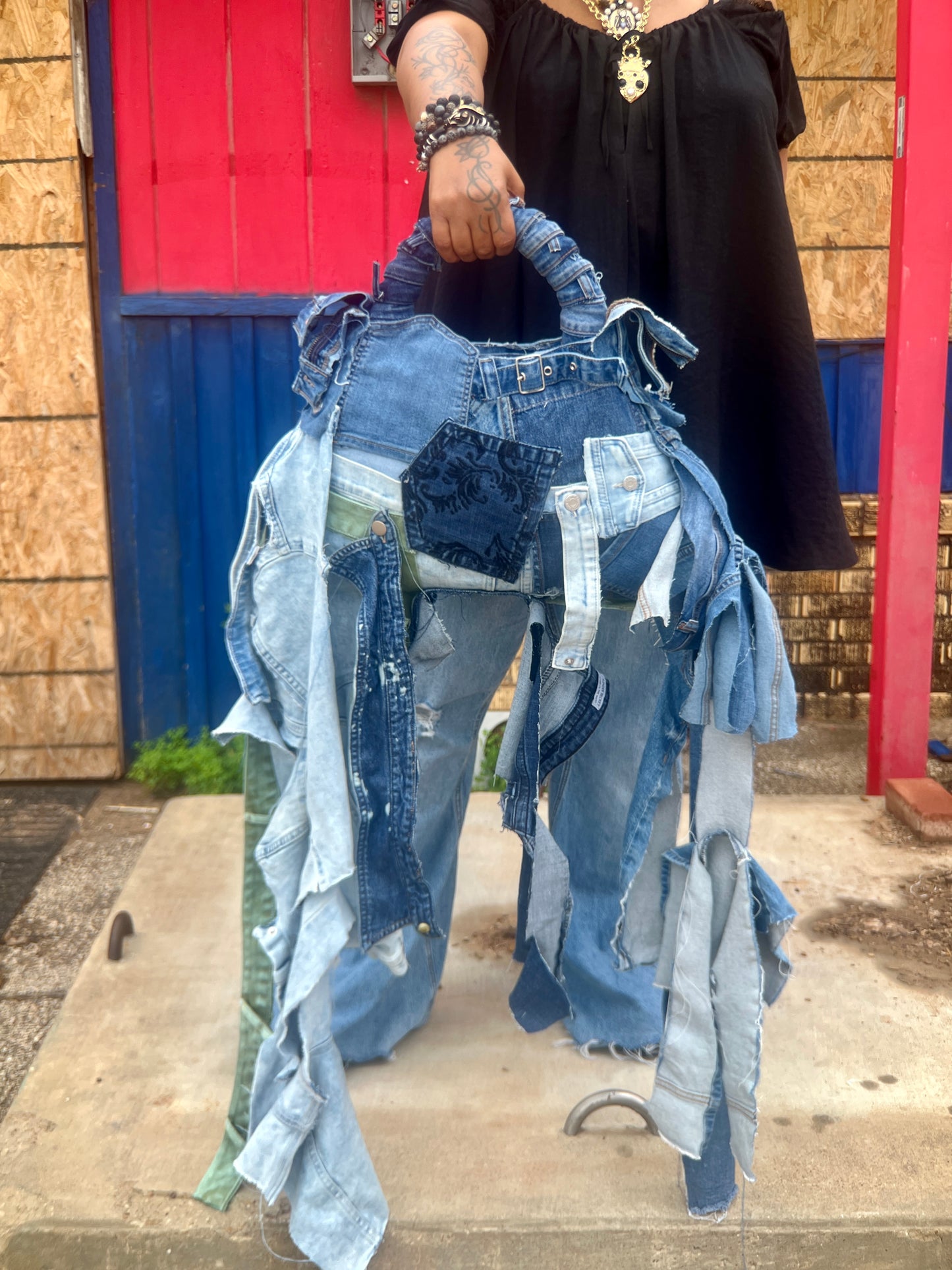 Extra Stylish Mystery Mix Ugly Denim Upcycled Bag
