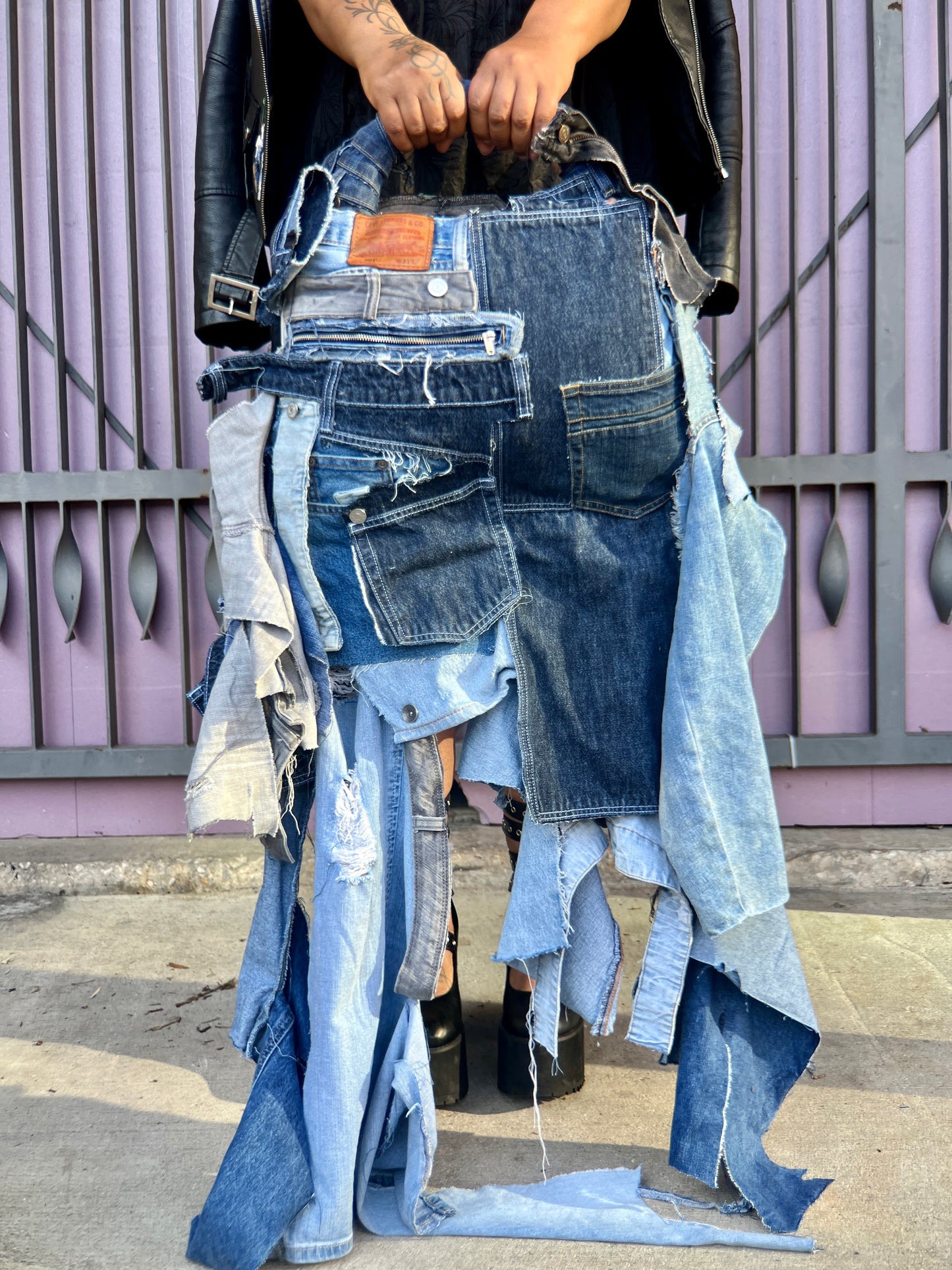 Ugly Handmade Denim Bag With Mix Matched Uneven Pockets