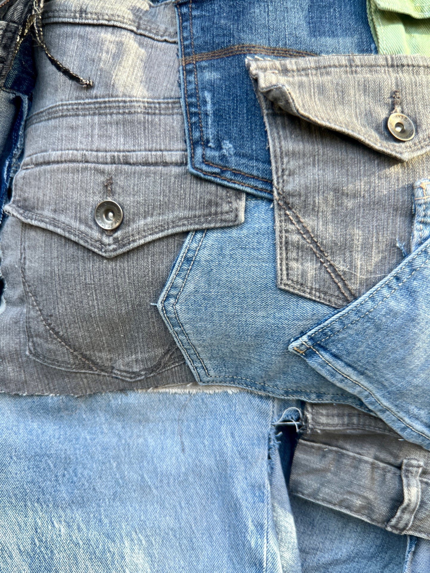 Ugly Handmade Denim Bag With Mix Matched Uneven Pockets