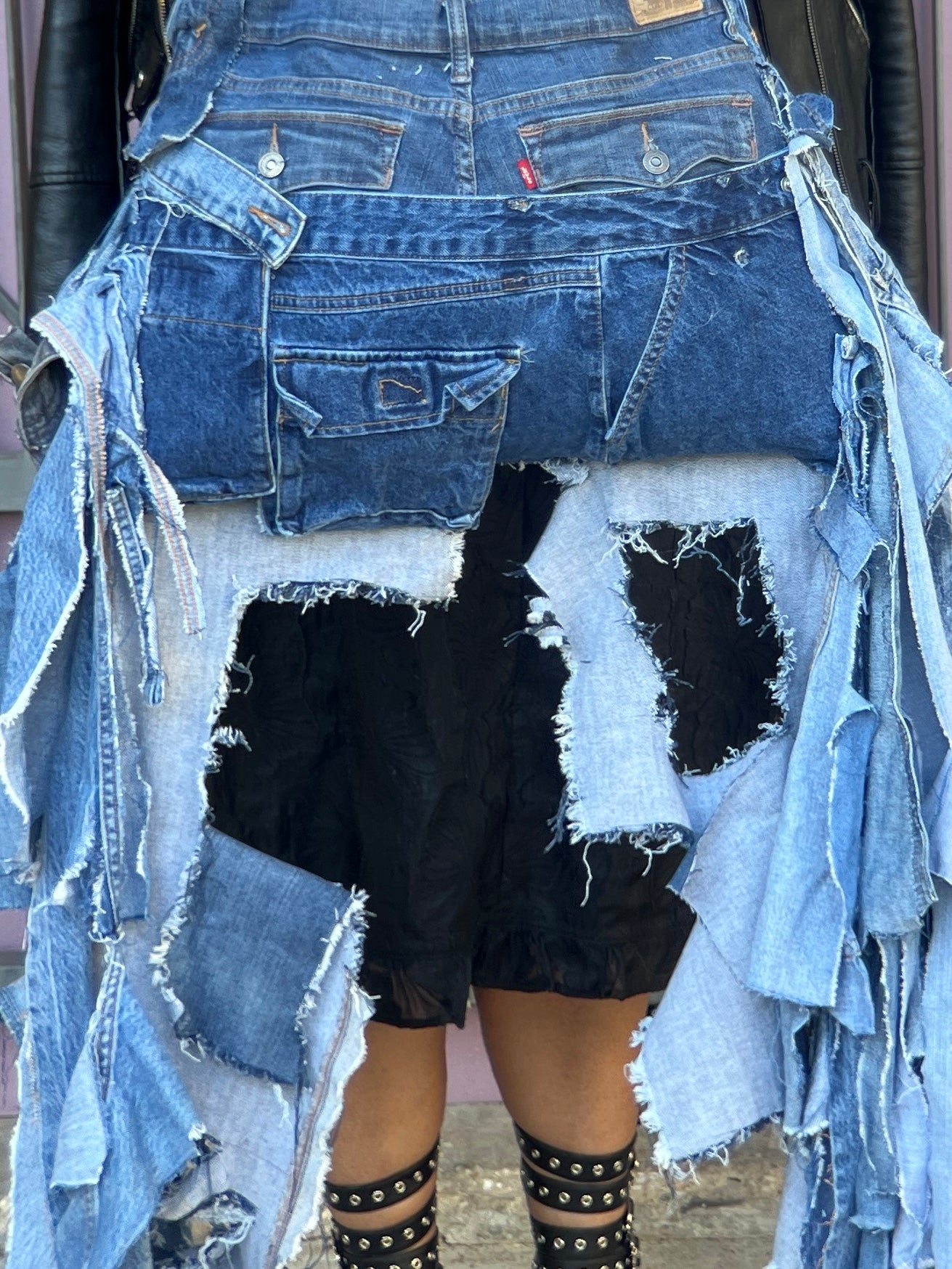 Uneven Shredded Ugly Denim Pants Bag! Performative Style