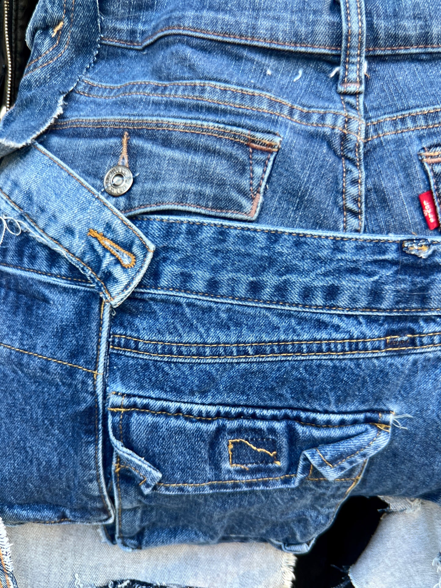 Uneven Shredded Ugly Denim Pants Bag! Performative Style