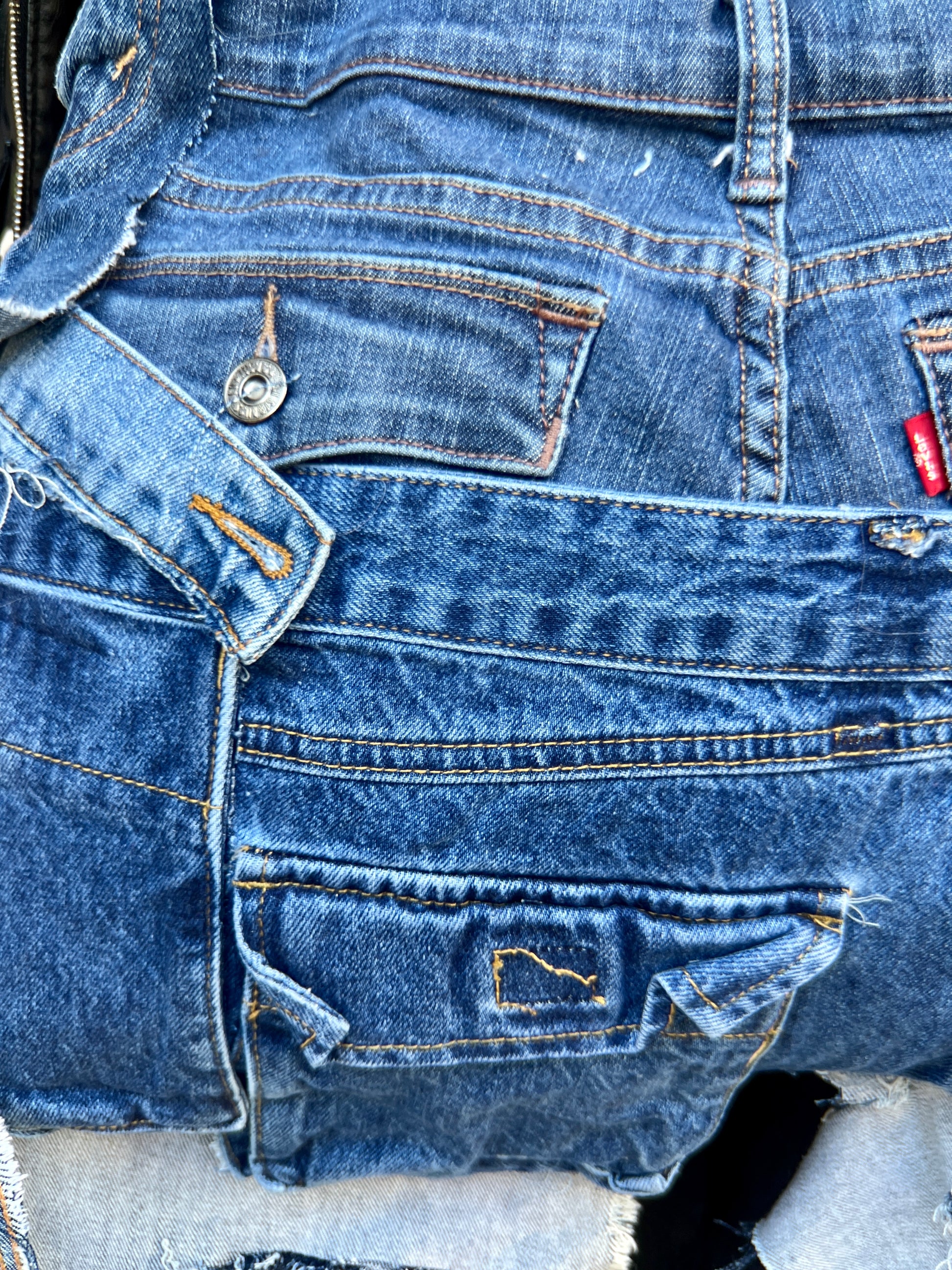 Uneven Shredded Ugly Denim Pants Bag! Performative Style