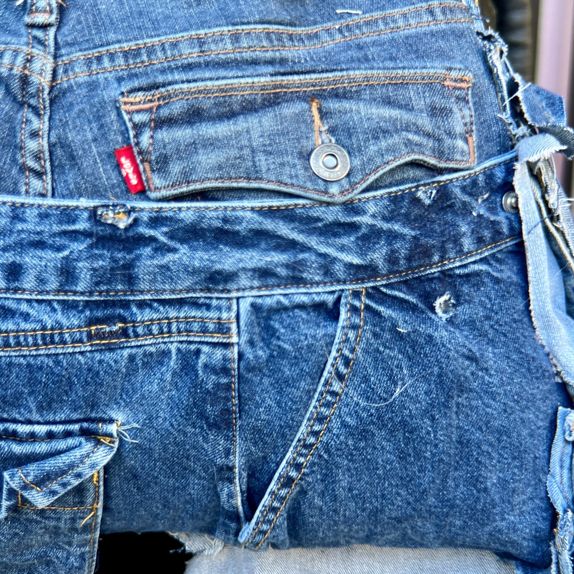 Uneven Shredded Ugly Denim Pants Bag! Performative Style