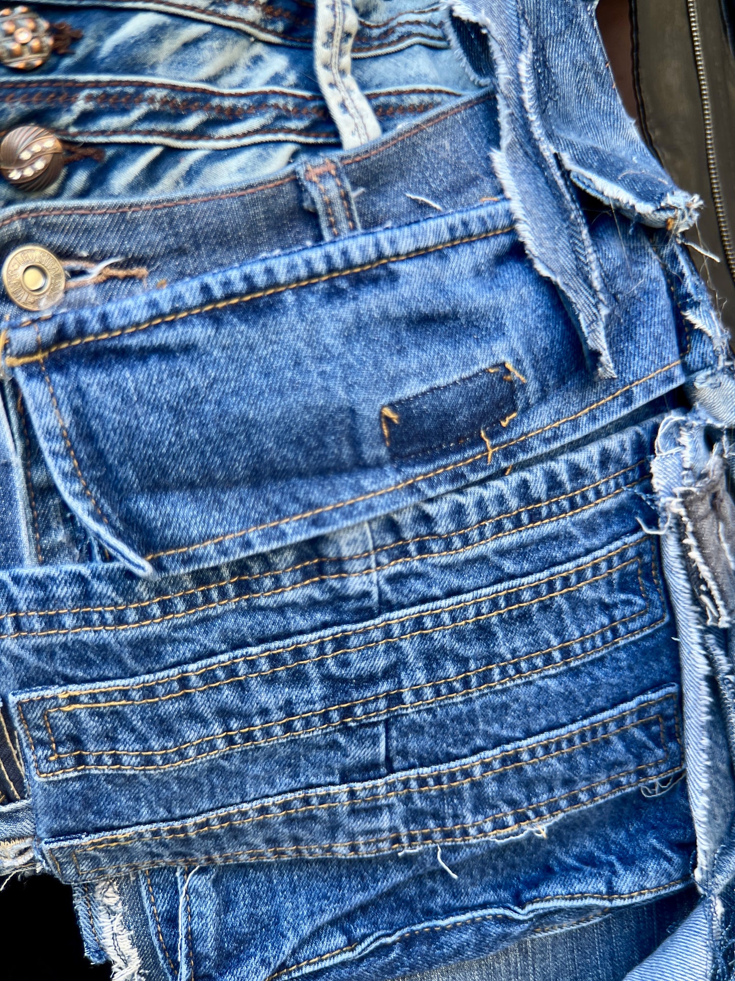 Uneven Shredded Ugly Denim Pants Bag! Performative Style