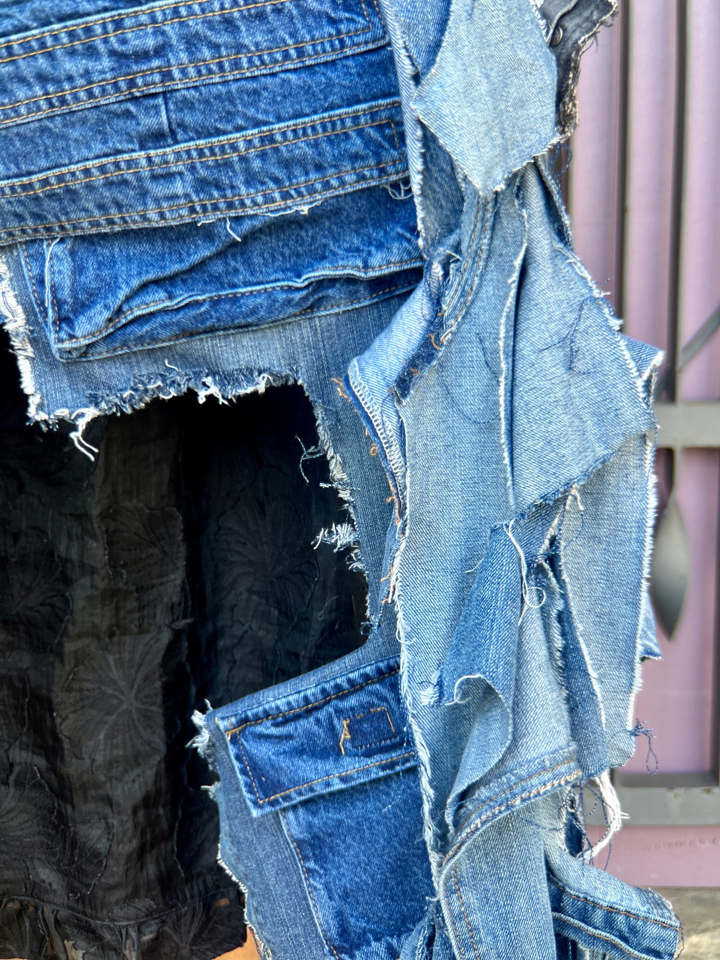 Uneven Shredded Ugly Denim Pants Bag! Performative Style