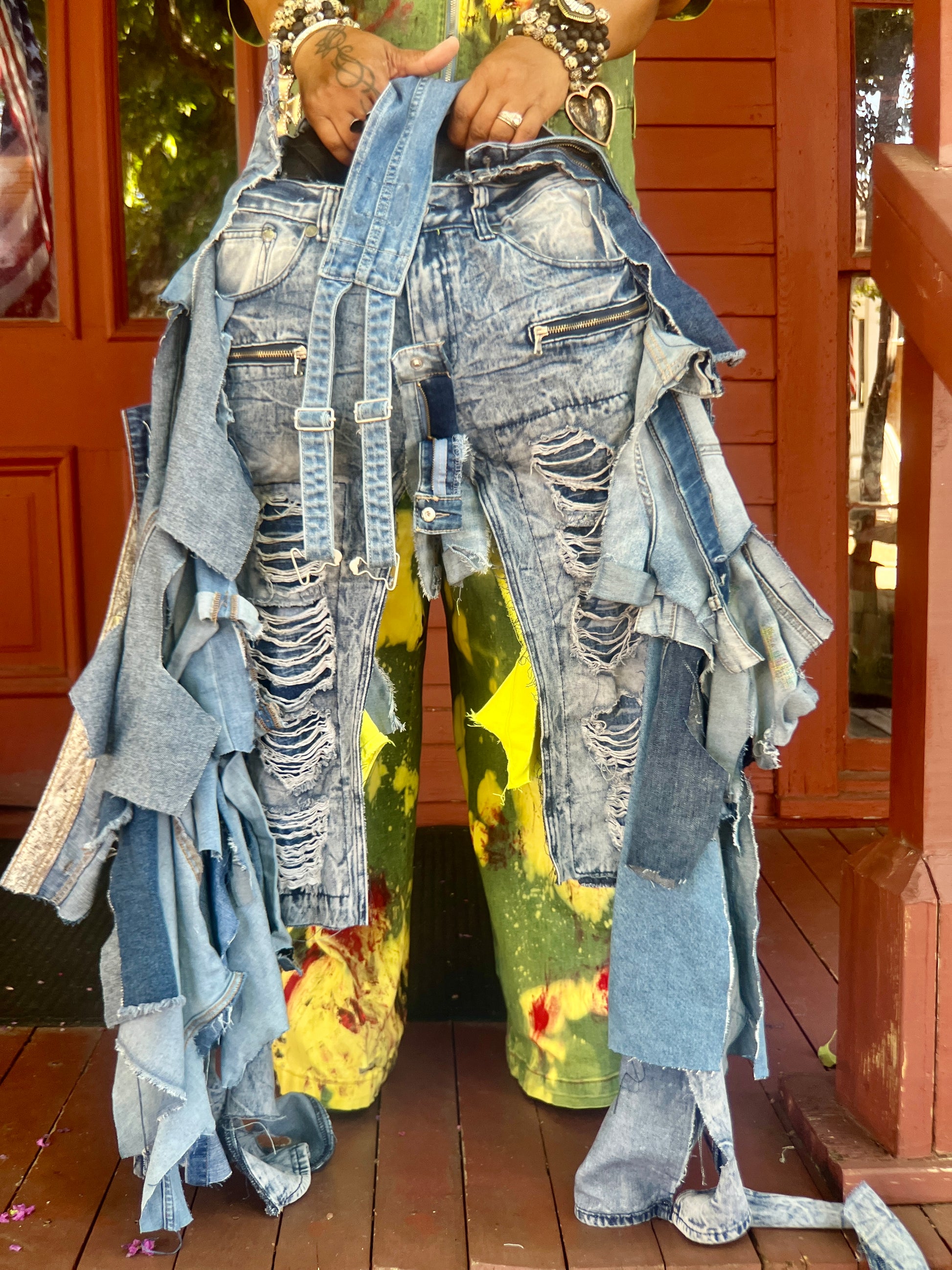 Ugly Yellow-Shred Junk Denim Grunge Bag Funky Statement Bag!