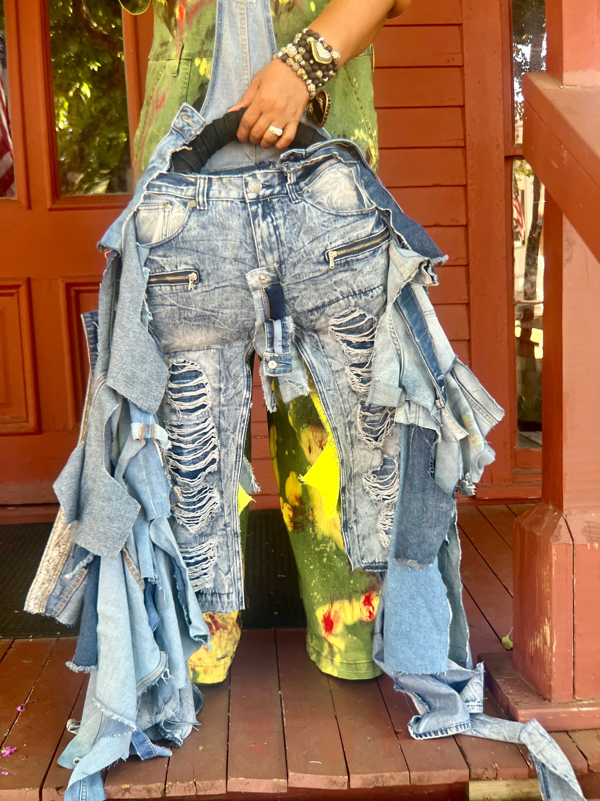 Ugly Yellow-Shred Junk Denim Grunge Bag Funky Statement Bag!