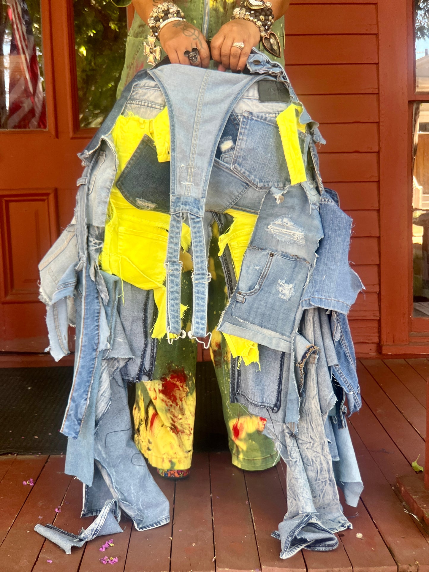 Ugly Yellow-Shred Junk Denim Grunge Bag Funky Statement Bag!