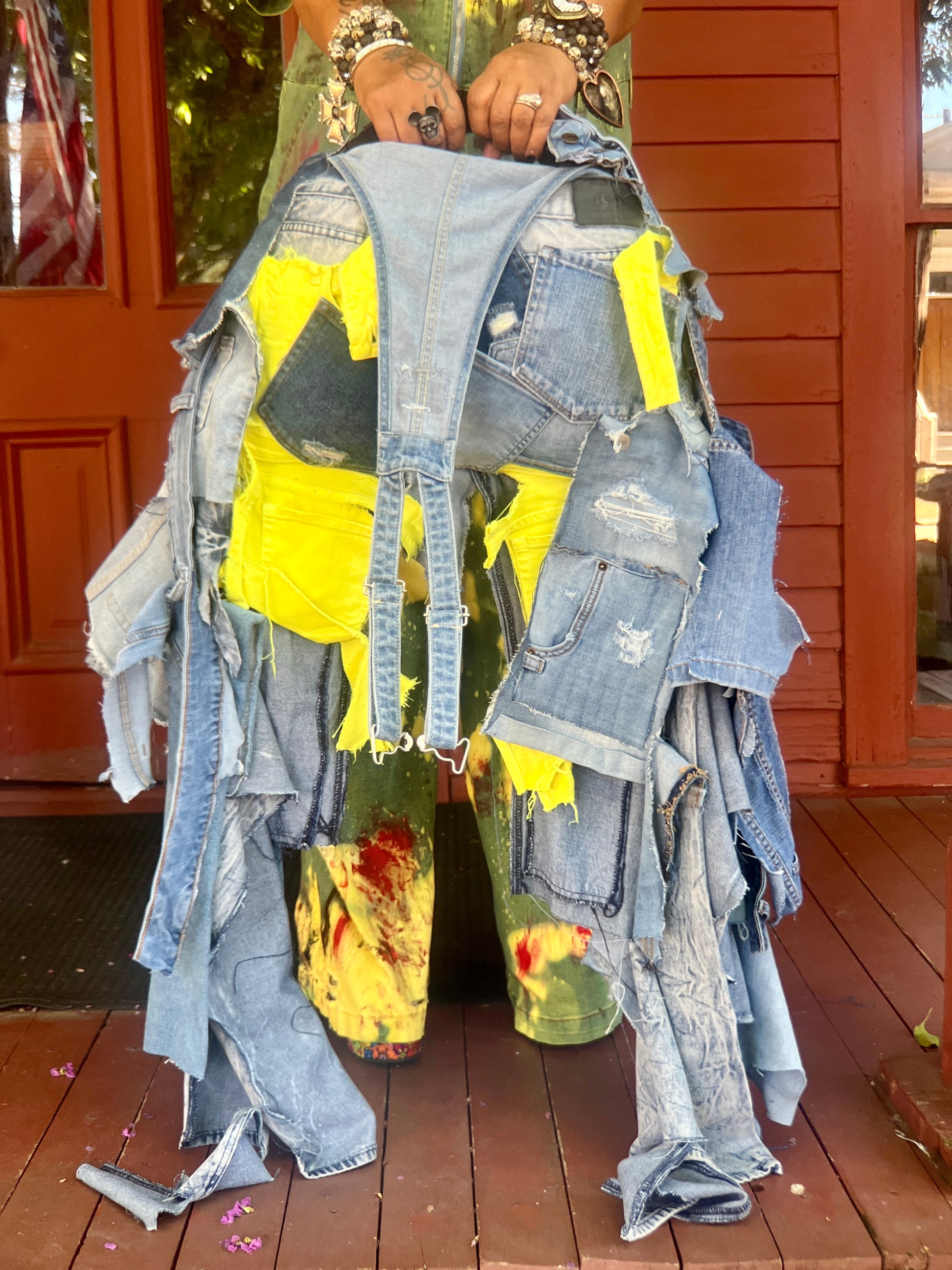 Ugly Yellow-Shred Junk Denim Grunge Bag Funky Statement Bag!