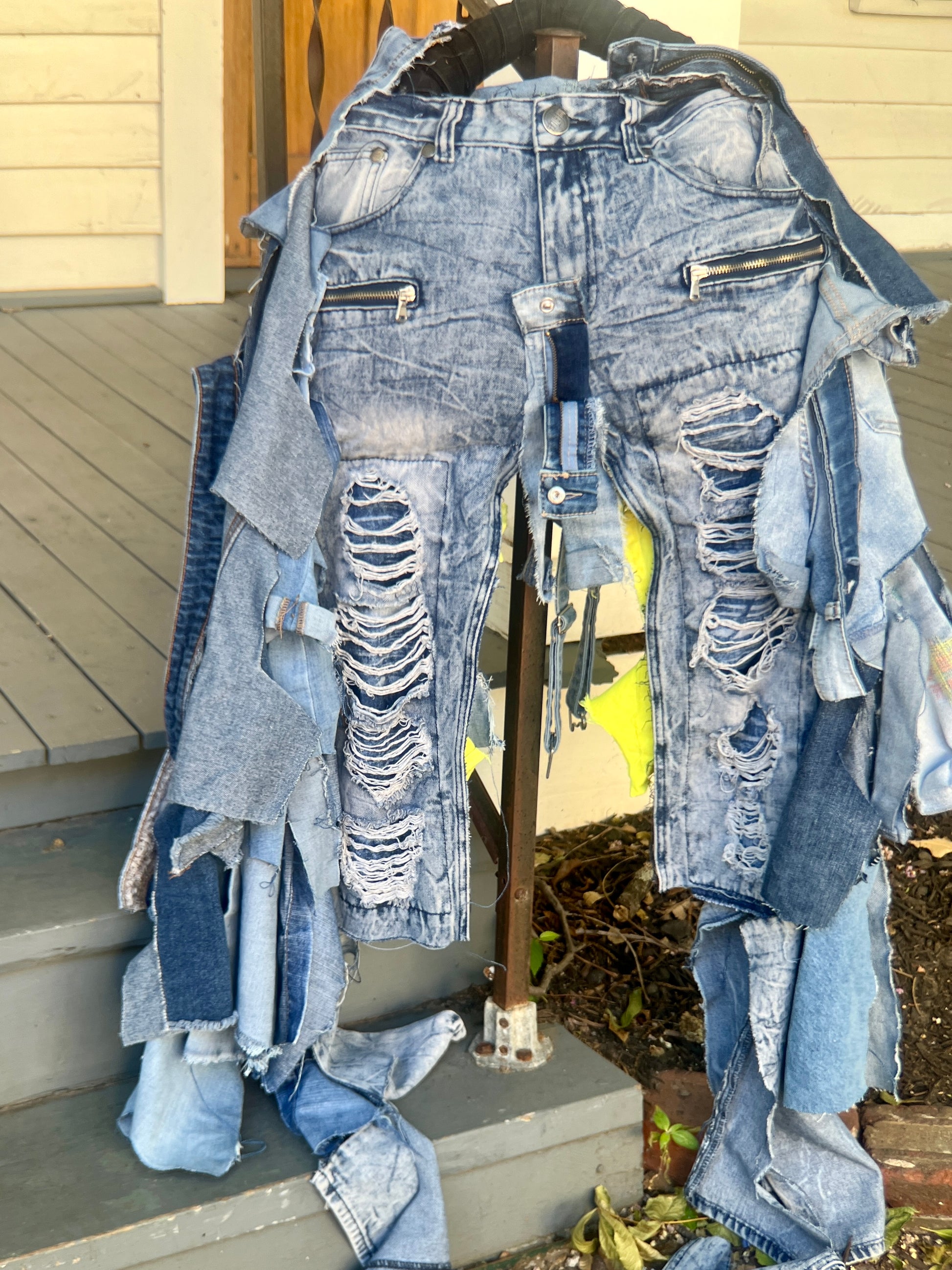 Ugly Yellow-Shred Junk Denim Grunge Bag Funky Statement Bag!