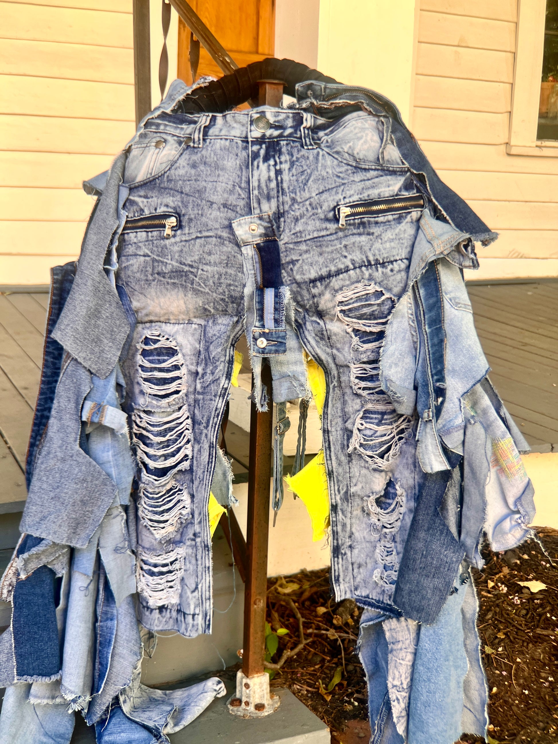 Ugly Yellow-Shred Junk Denim Grunge Bag Funky Statement Bag!