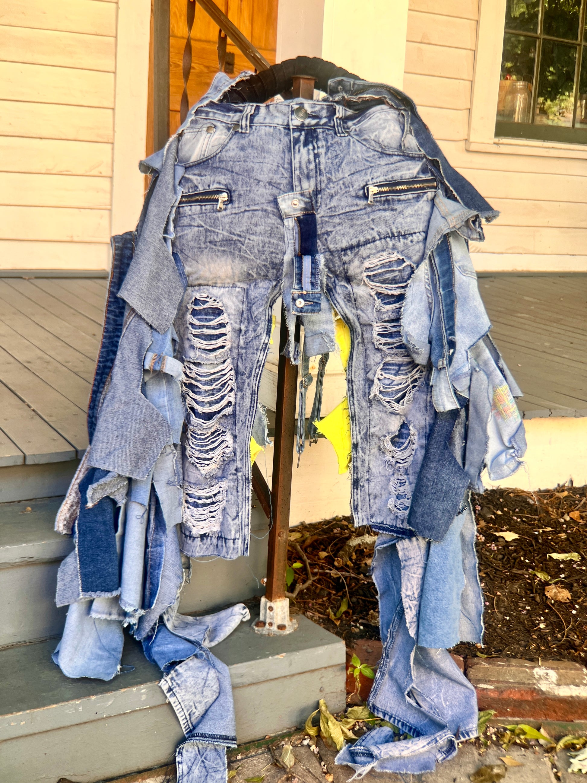 Ugly Yellow-Shred Junk Denim Grunge Bag Funky Statement Bag!