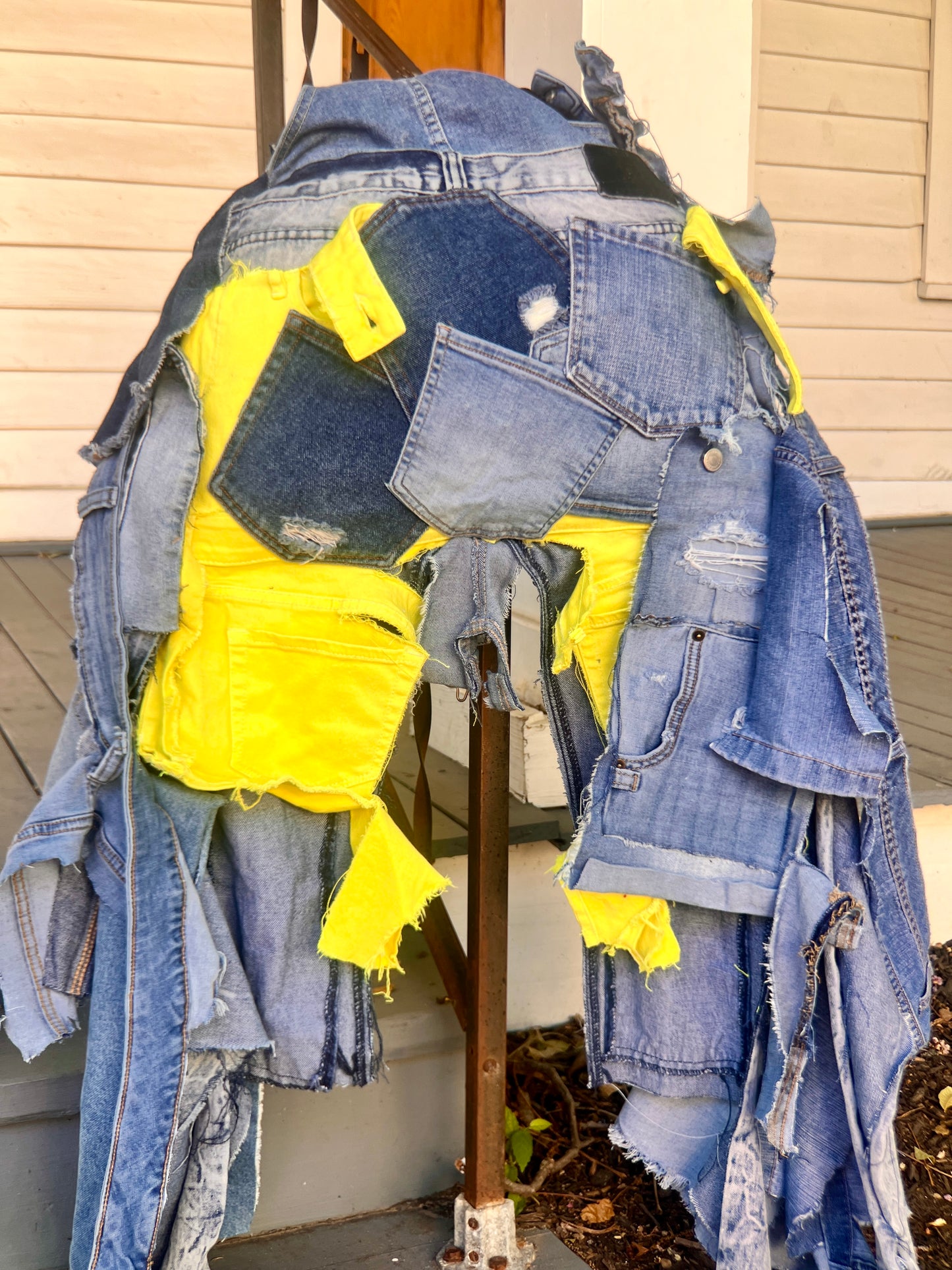 Ugly Yellow-Shred Junk Denim Grunge Bag Funky Statement Bag!