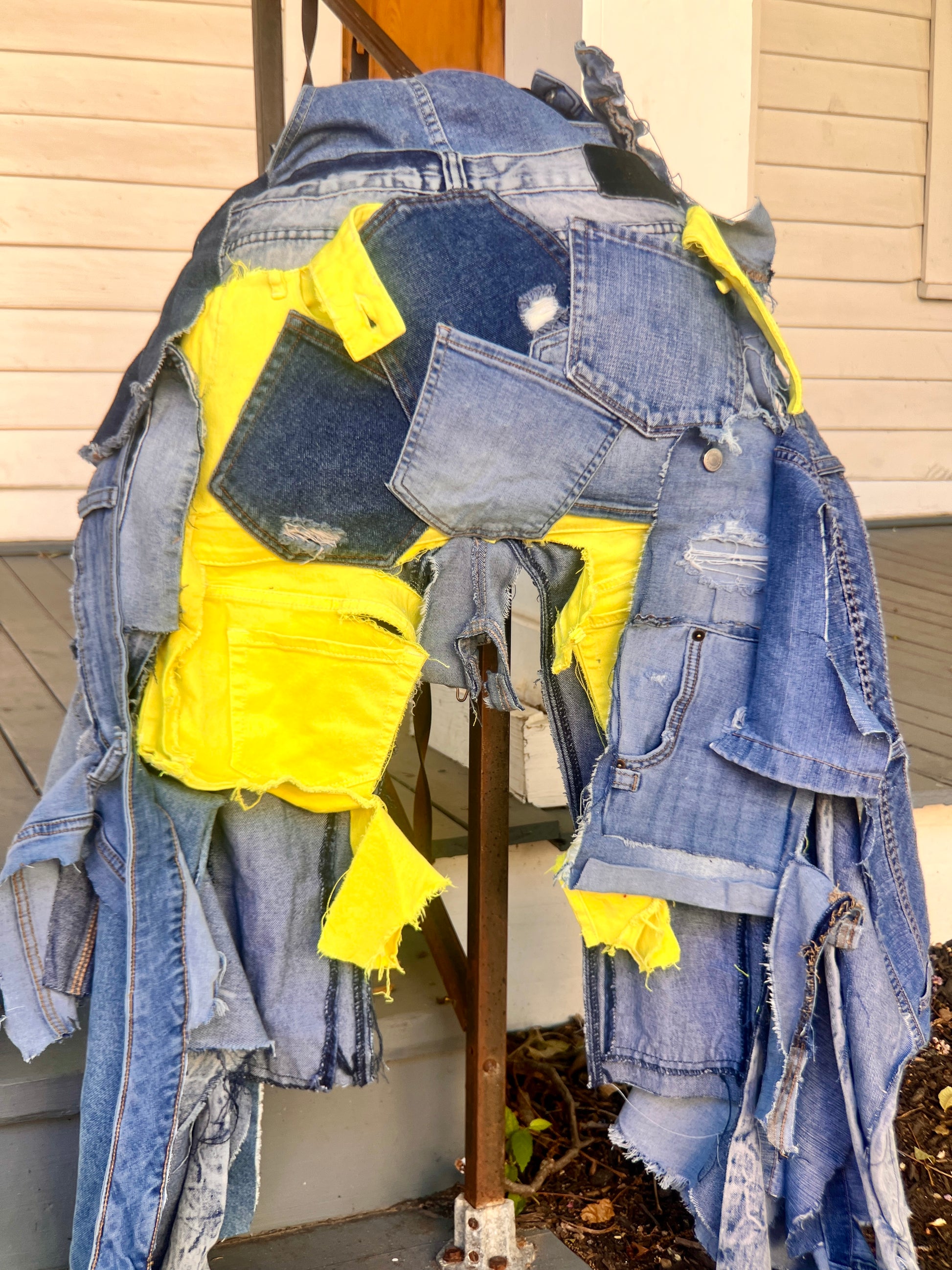 Ugly Yellow-Shred Junk Denim Grunge Bag Funky Statement Bag!