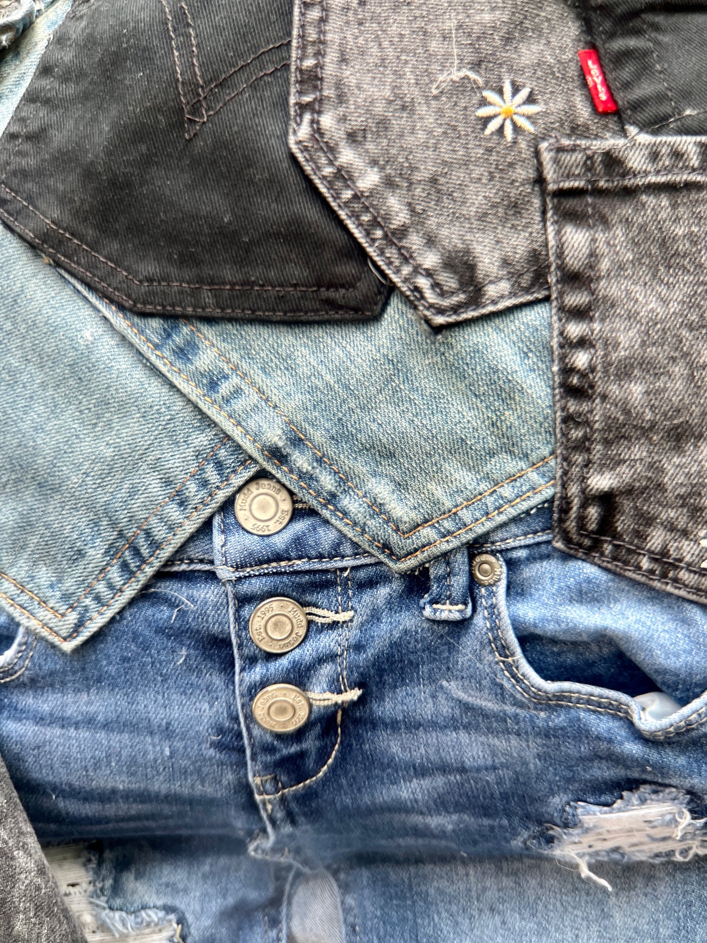 Trashy Two Sided Color Ugly Denim Bag: Odd Style