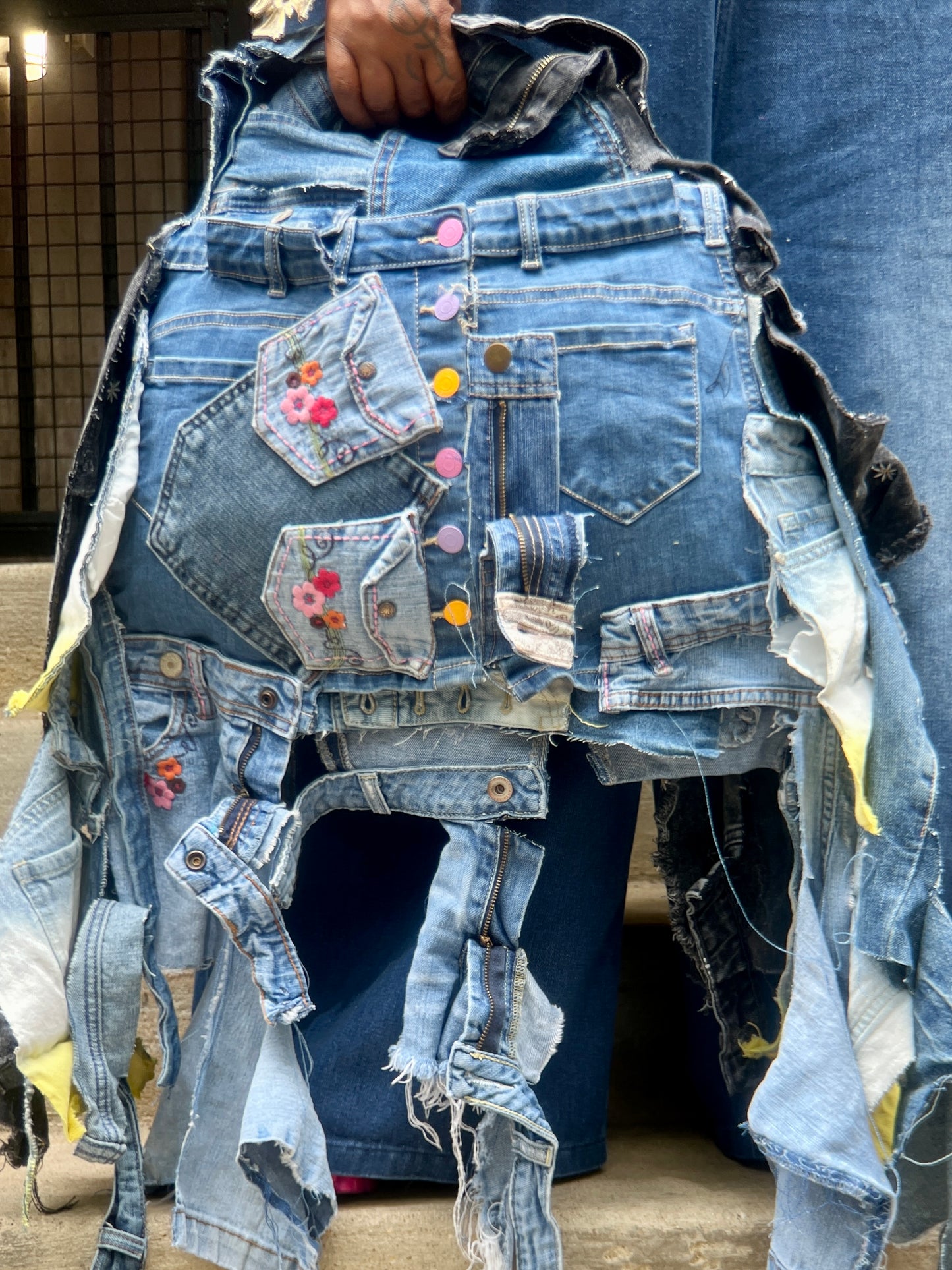 Trashy Two Sided Color Ugly Denim Bag: Odd Style