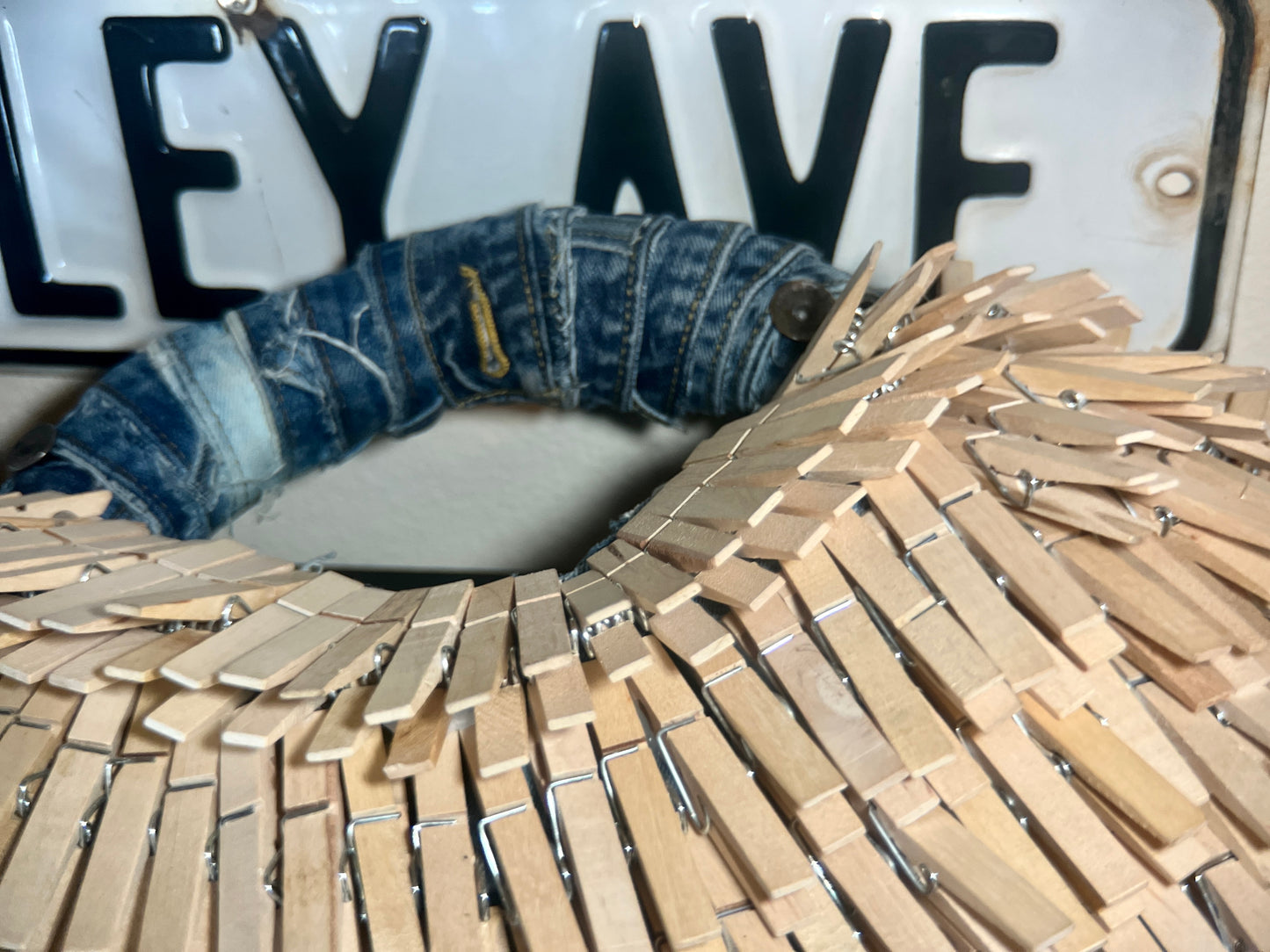Blessed Clothespin Fashion V-Neck Upcycled Denim Handbag Purse: Unique Style