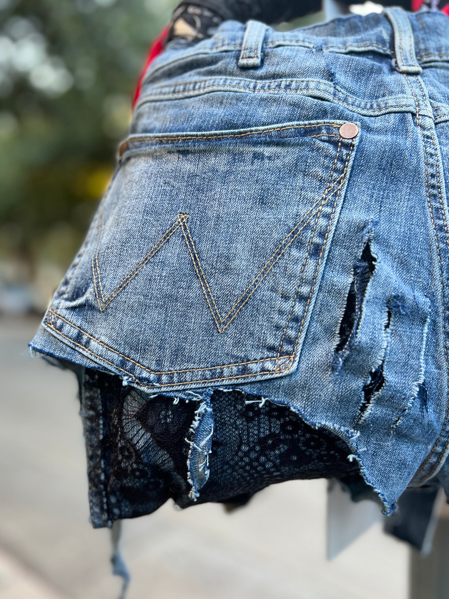 Ugly Denim Skull Funky Grunge Raggedy Bag