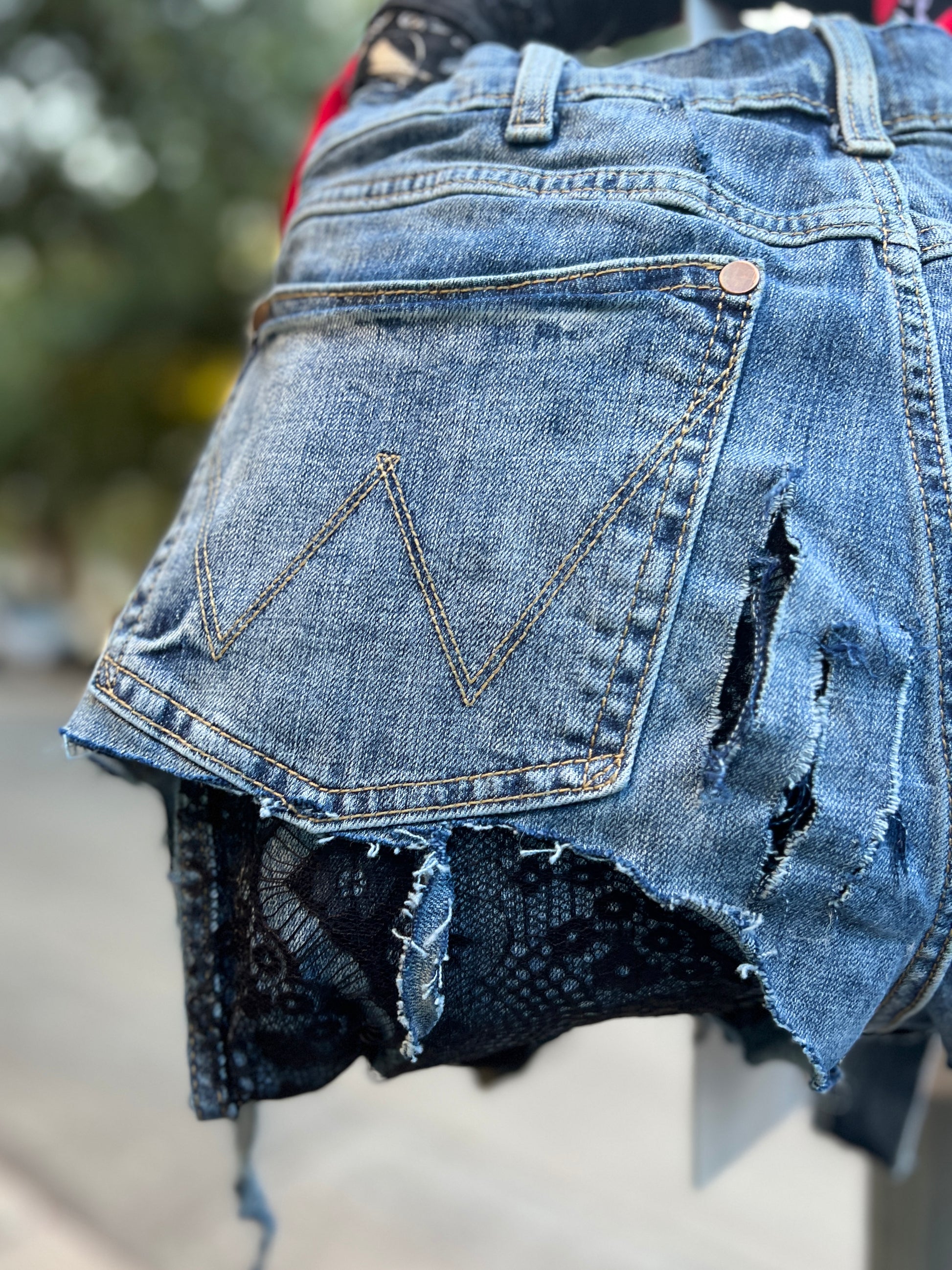 Ugly Denim Skull Funky Grunge Raggedy Bag