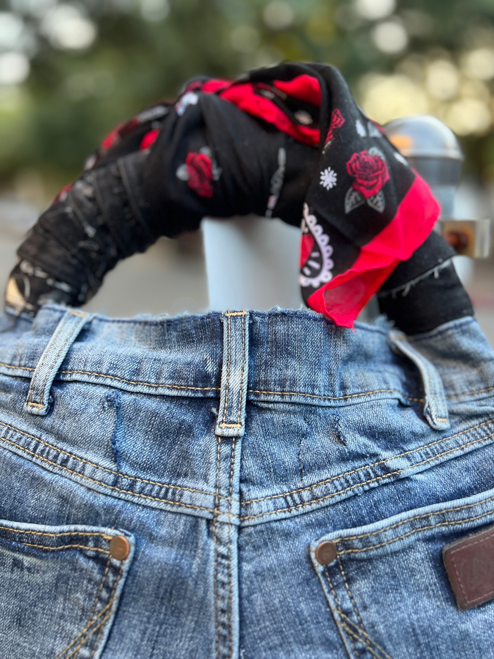 Ugly Denim Skull Funky Grunge Raggedy Bag