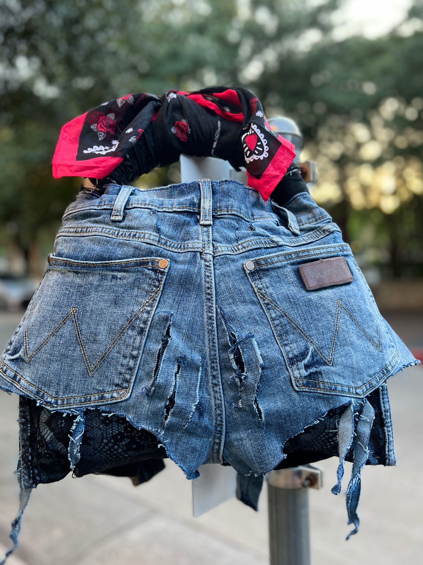 Ugly Denim Skull Funky Grunge Raggedy Bag