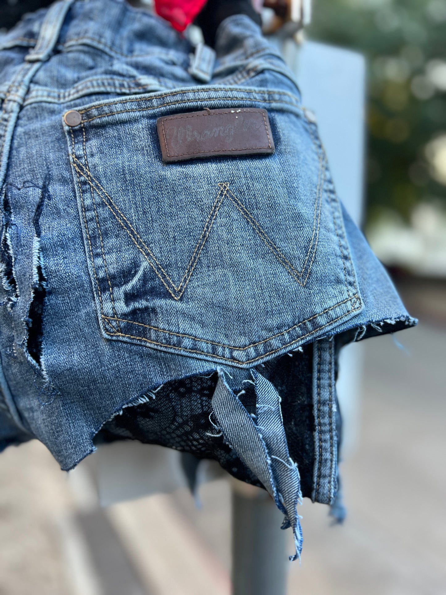 Ugly Denim Skull Funky Grunge Raggedy Bag