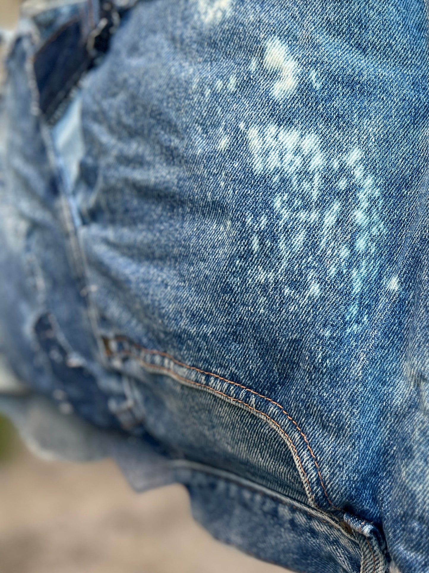 Spotted Black Pockets Denim Grunge Ugly Bag