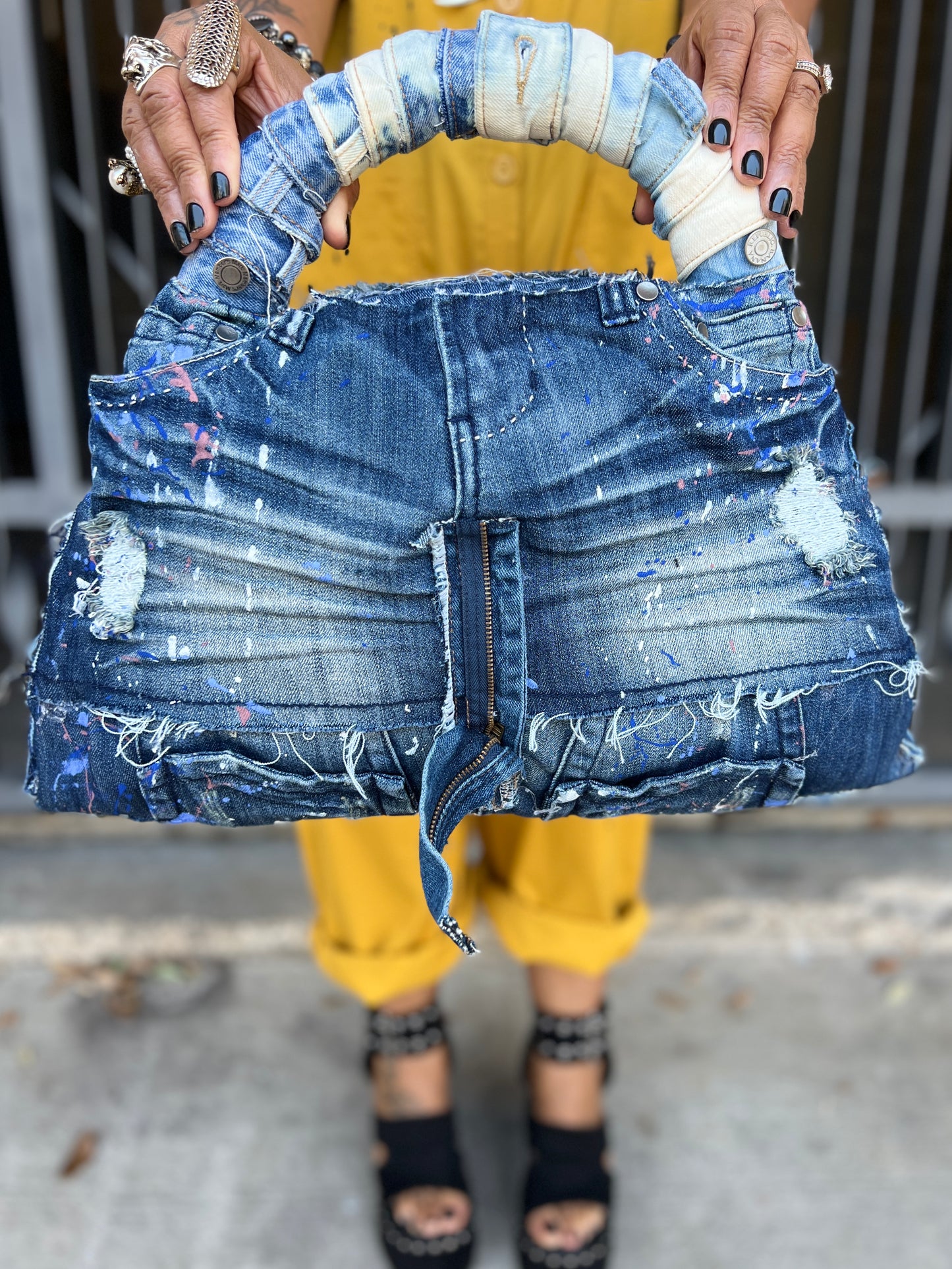 Ugly 2 Sided Pocket And Shorts Funky Denim Rag Bag