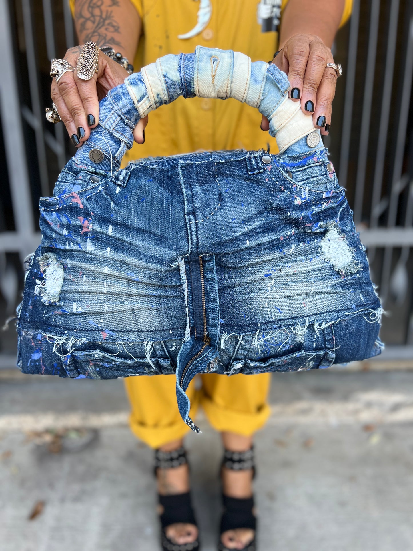 Ugly 2 Sided Pocket And Shorts Funky Denim Rag Bag