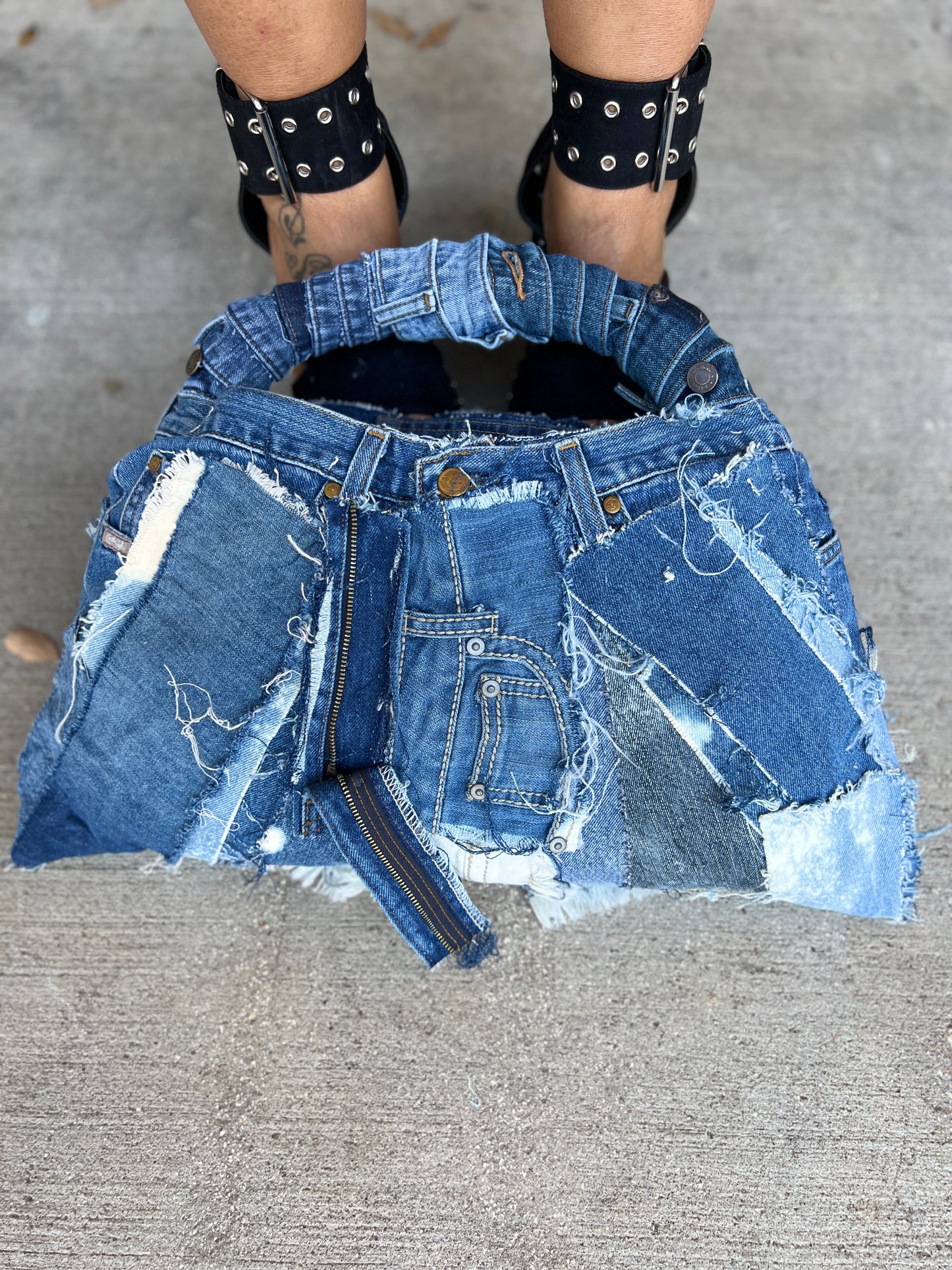 Ugly Daisy Dukes Shredded Denim Rag Purse