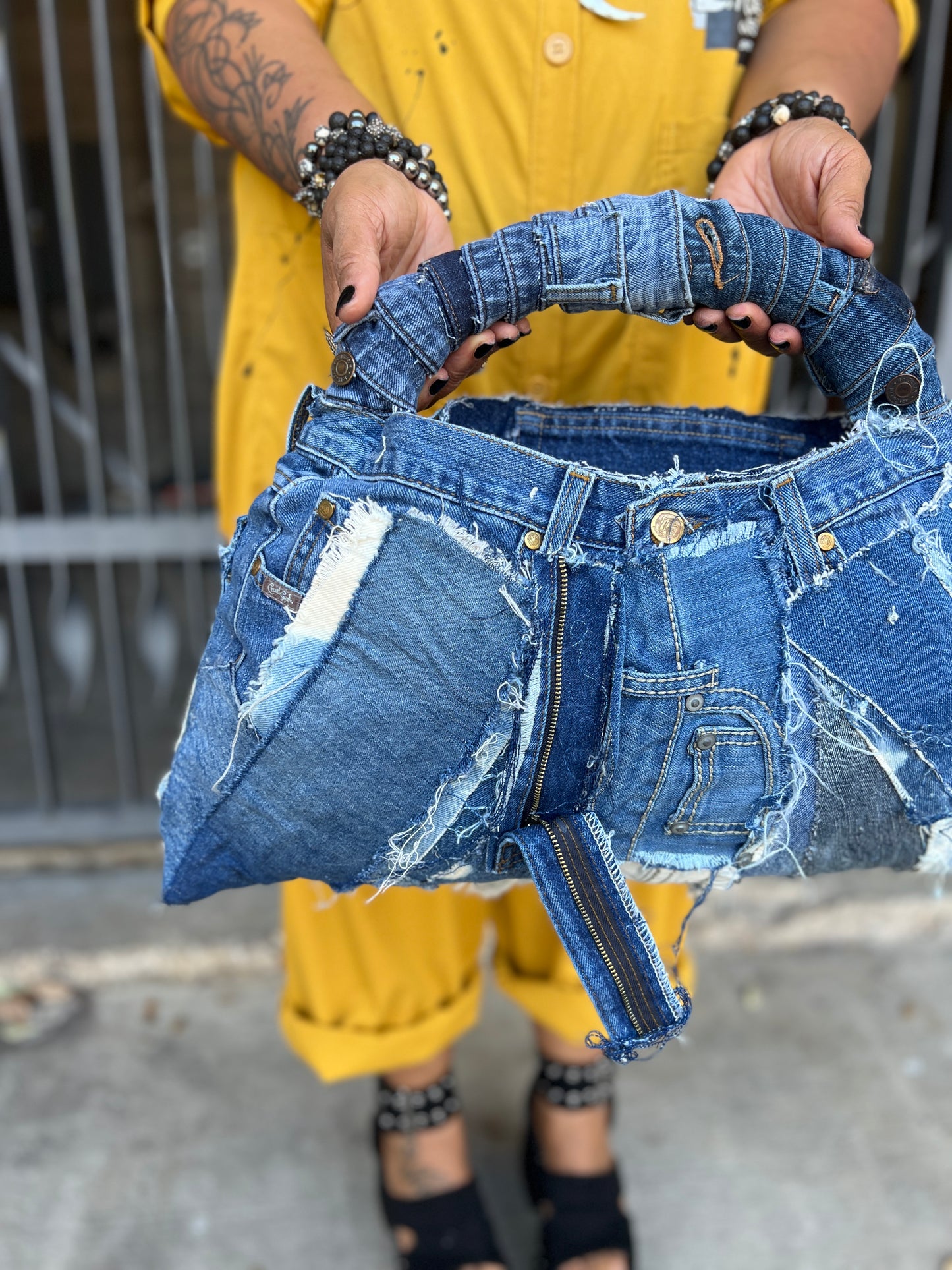 Ugly Daisy Dukes Shredded Denim Rag Purse