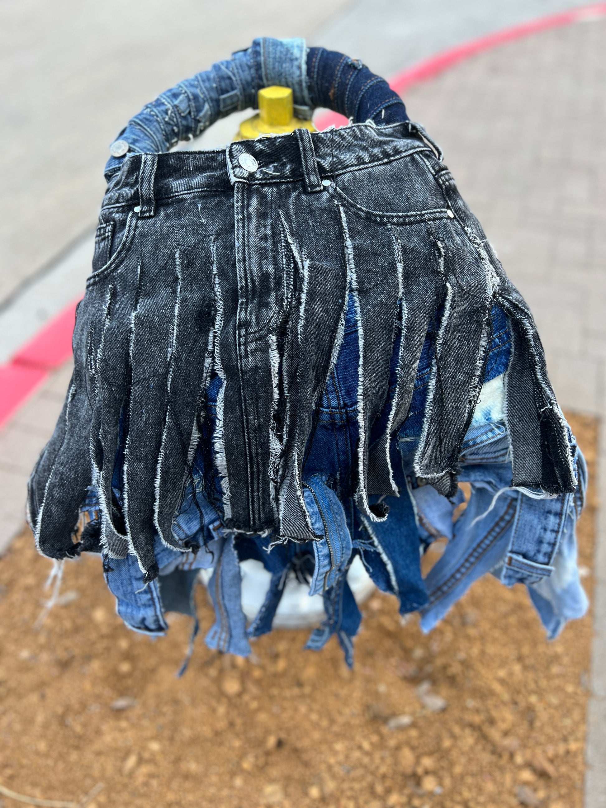 Ugly Shredded Denim One Of One Upcycled Bag