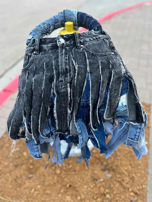 Ugly Shredded Denim One Of One Upcycled Bag