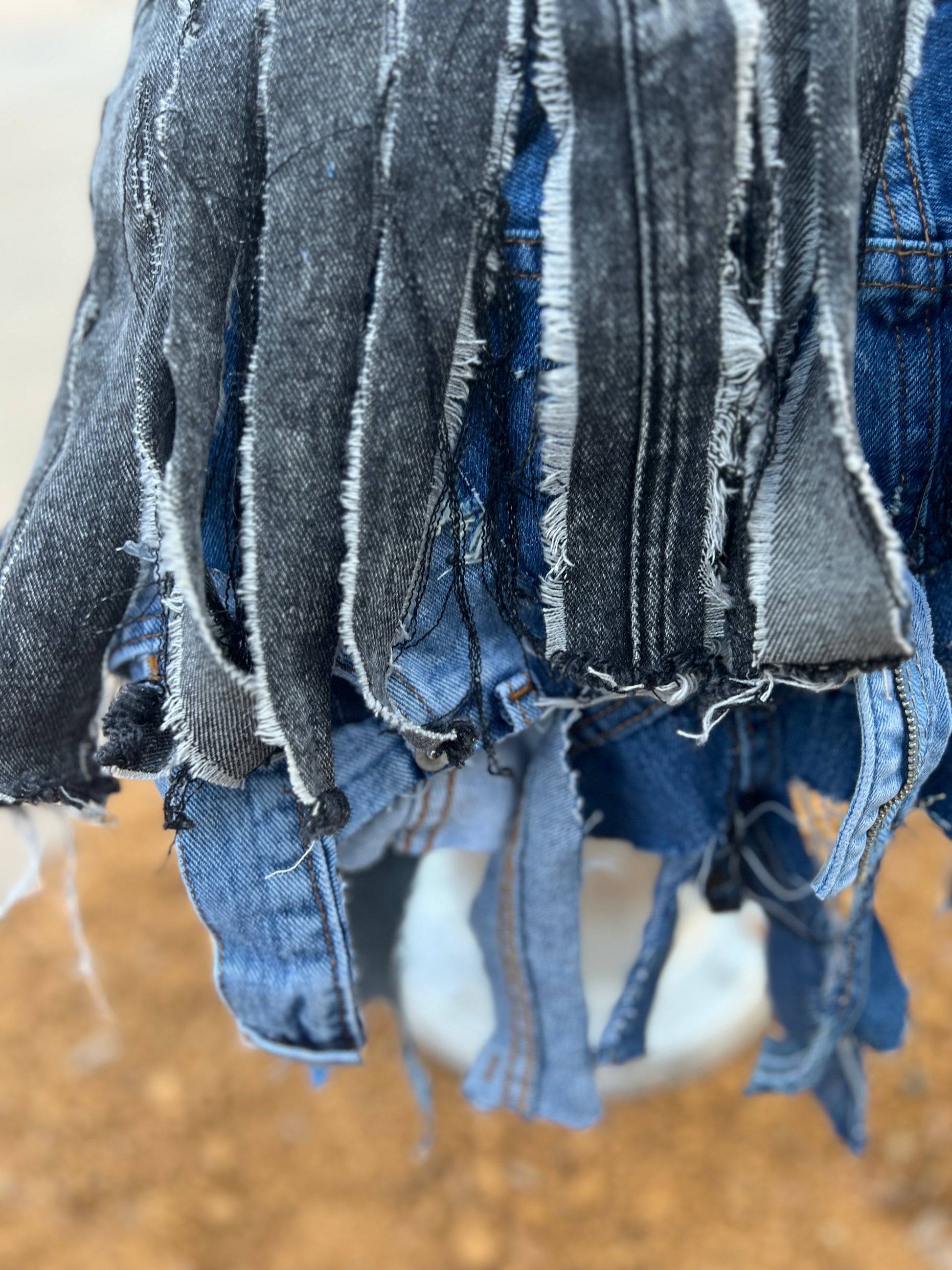 Ugly Shredded Denim One Of One Upcycled Bag