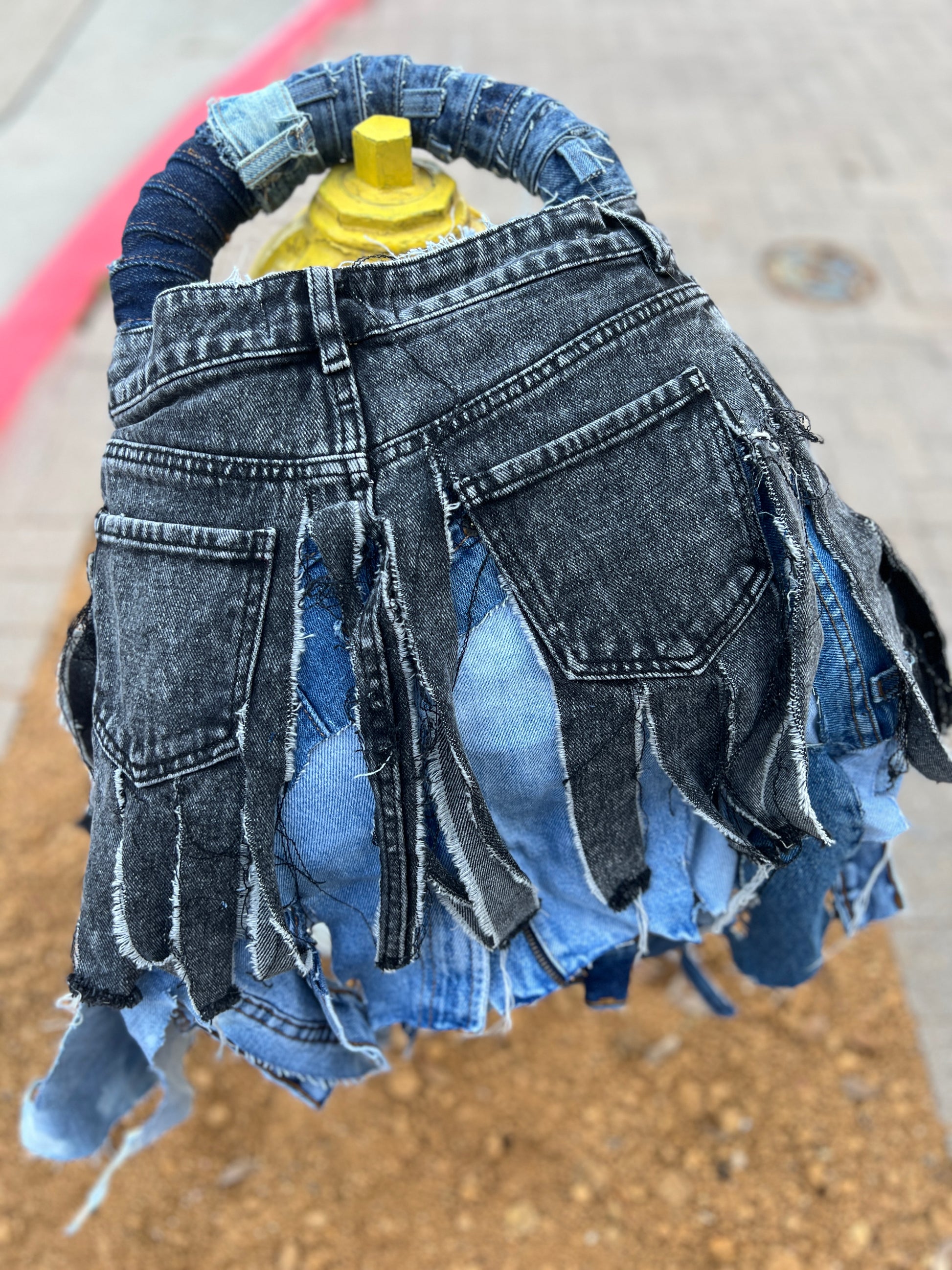 Ugly Shredded Denim One Of One Upcycled Bag