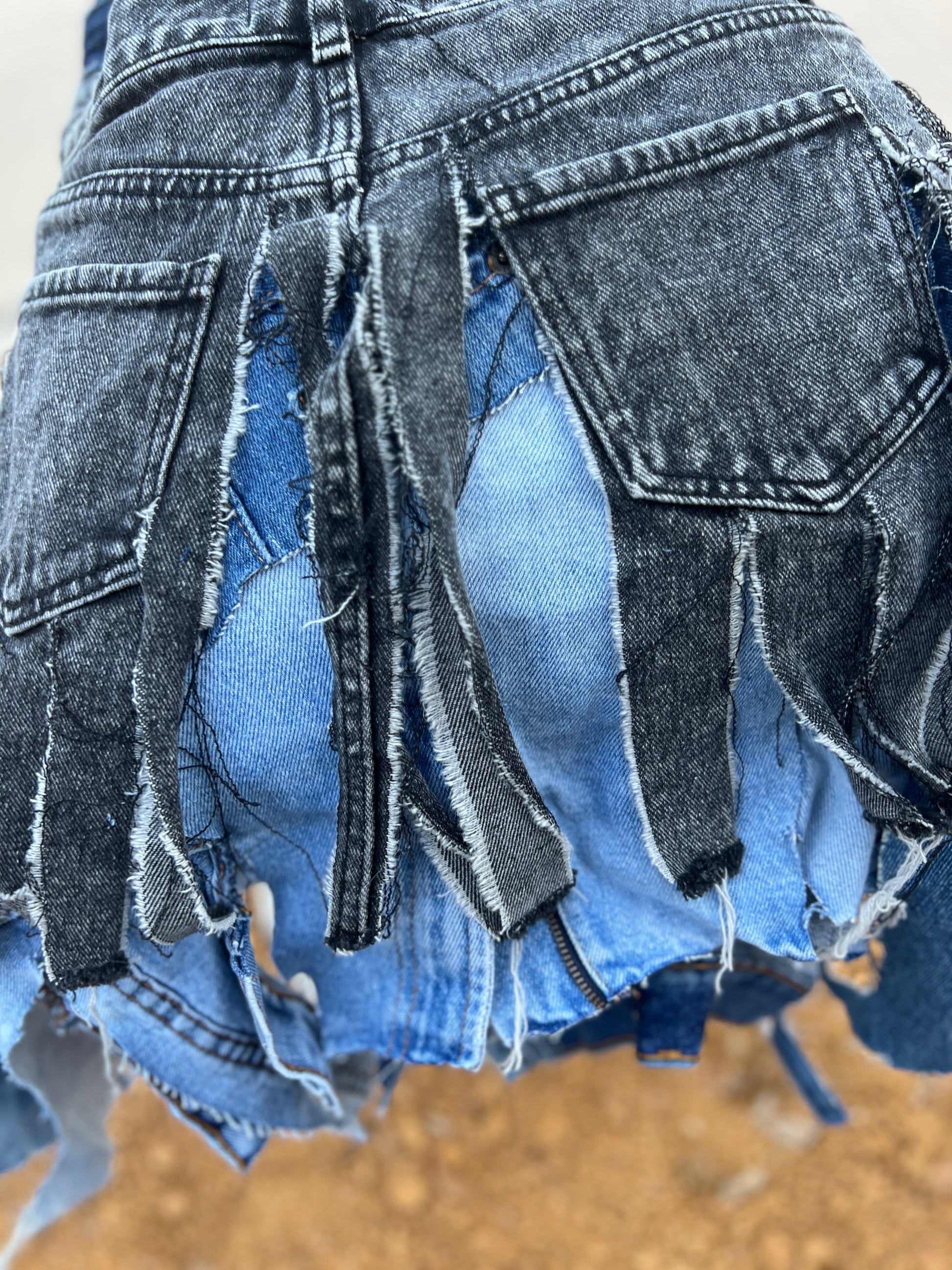 Ugly Shredded Denim One Of One Upcycled Bag