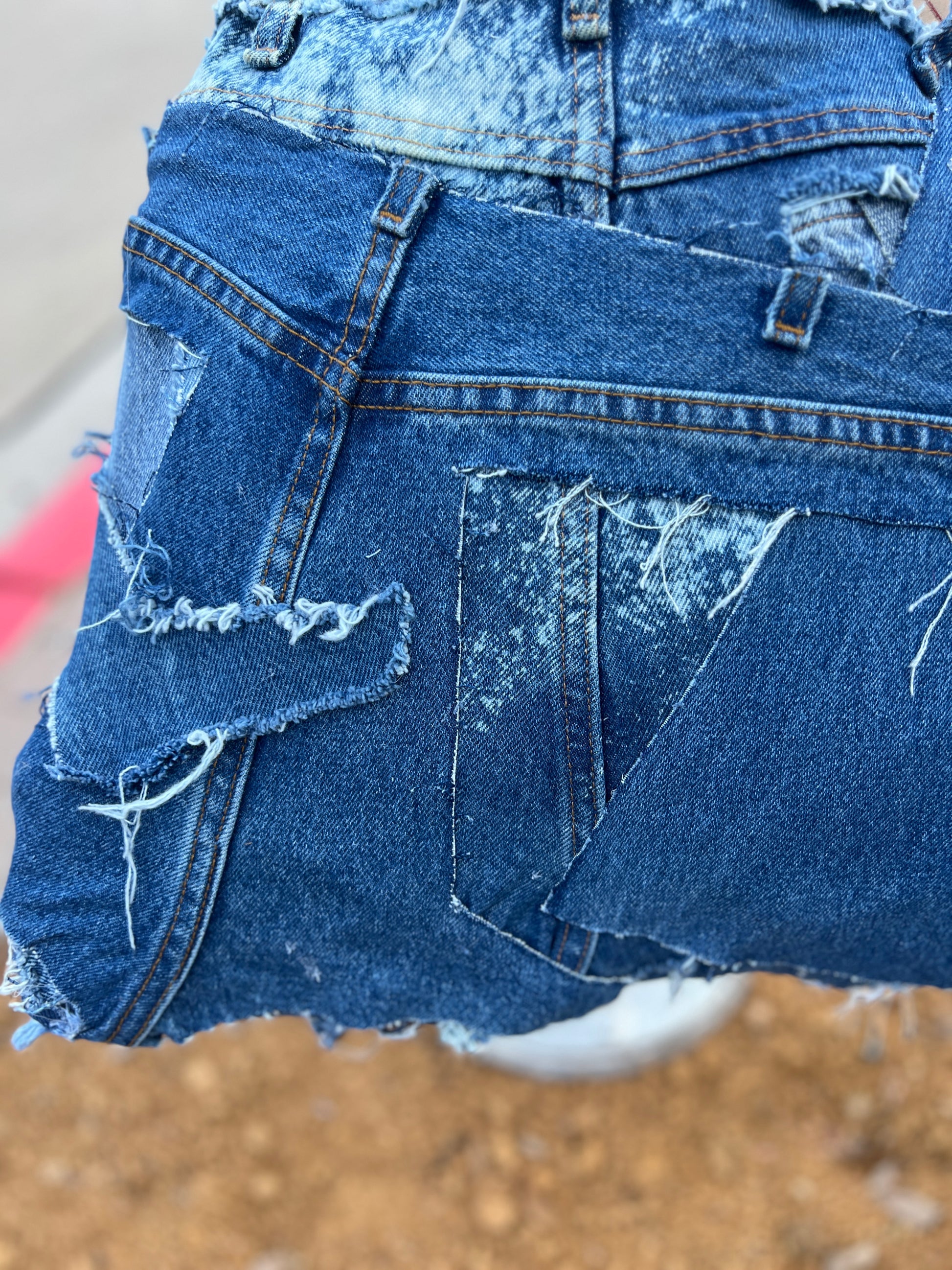 XL Funky Patch Ugly Denim Bag 2 Side Style