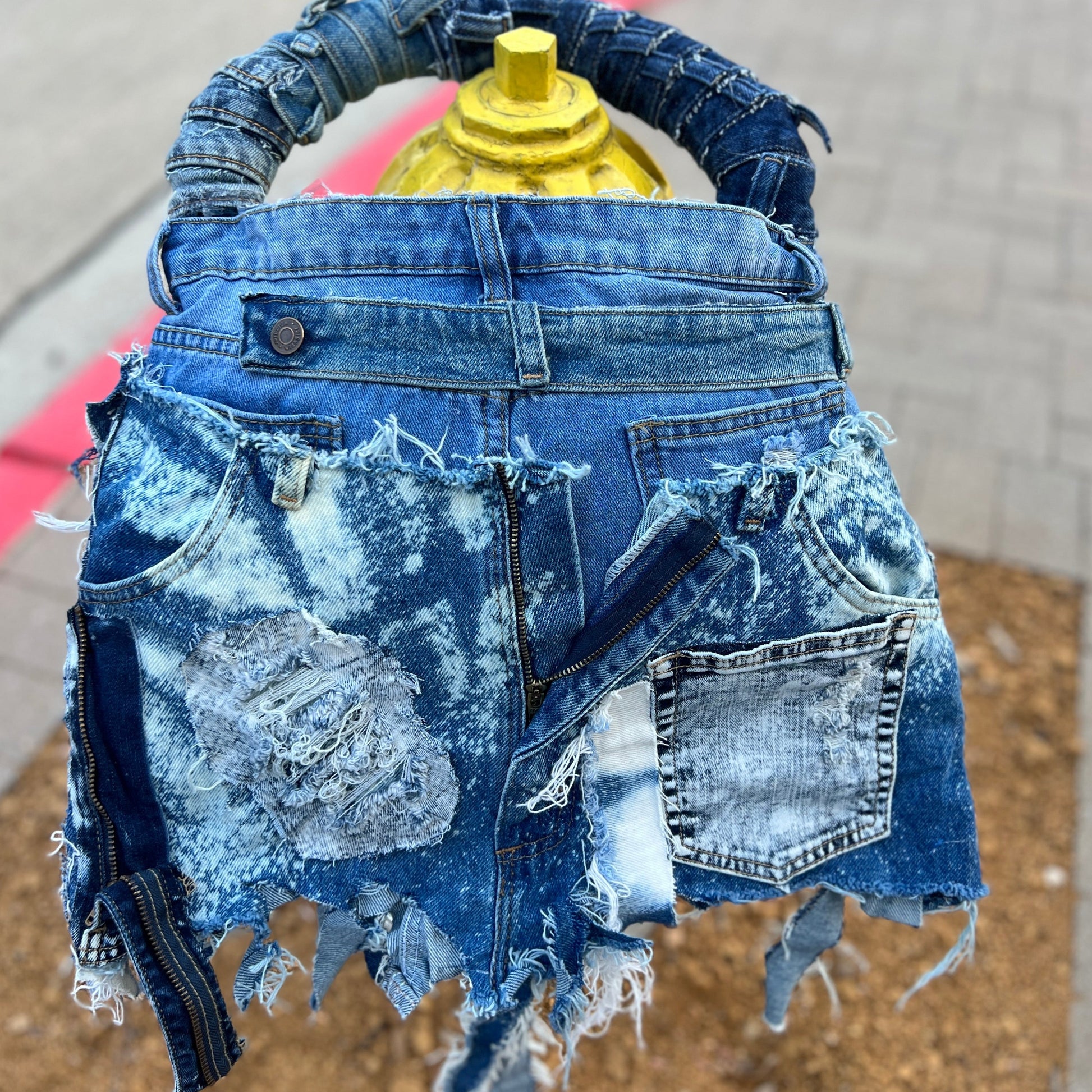 Funky Button Ugly Denim Bag One Of A Kind
